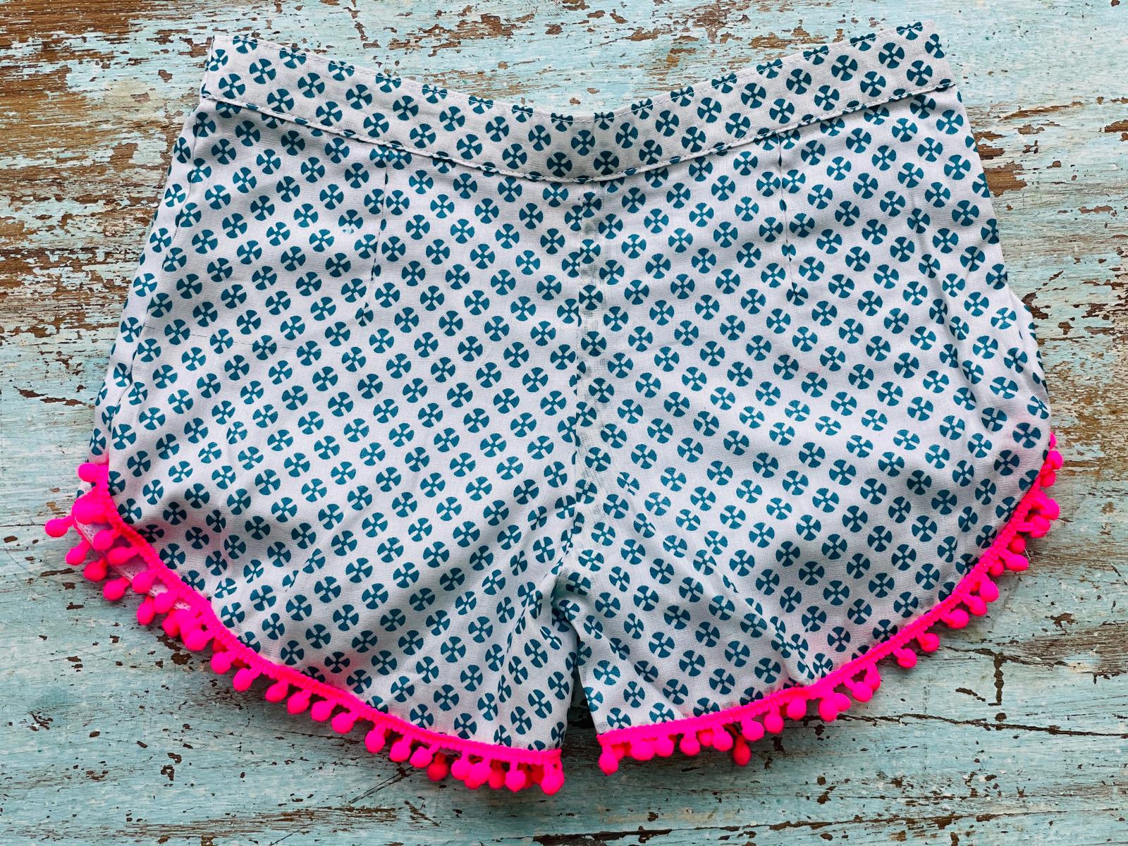 COASTIE SHORTS - Turquoise Clover Pink Bobble