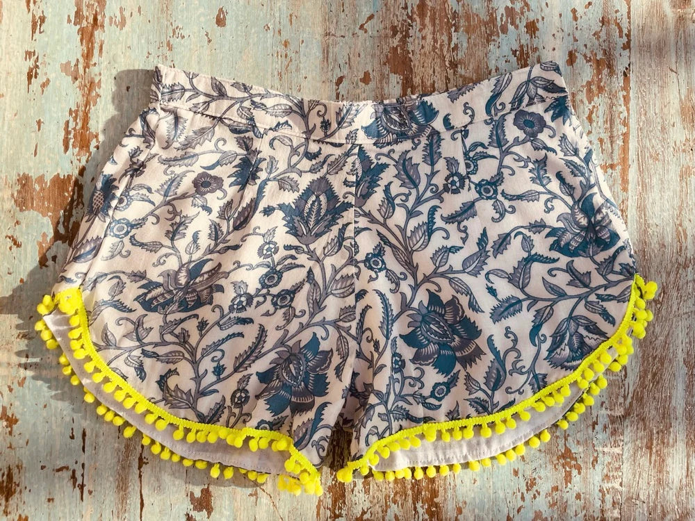 COASTIE SHORTS - White Blue Yellow Trim