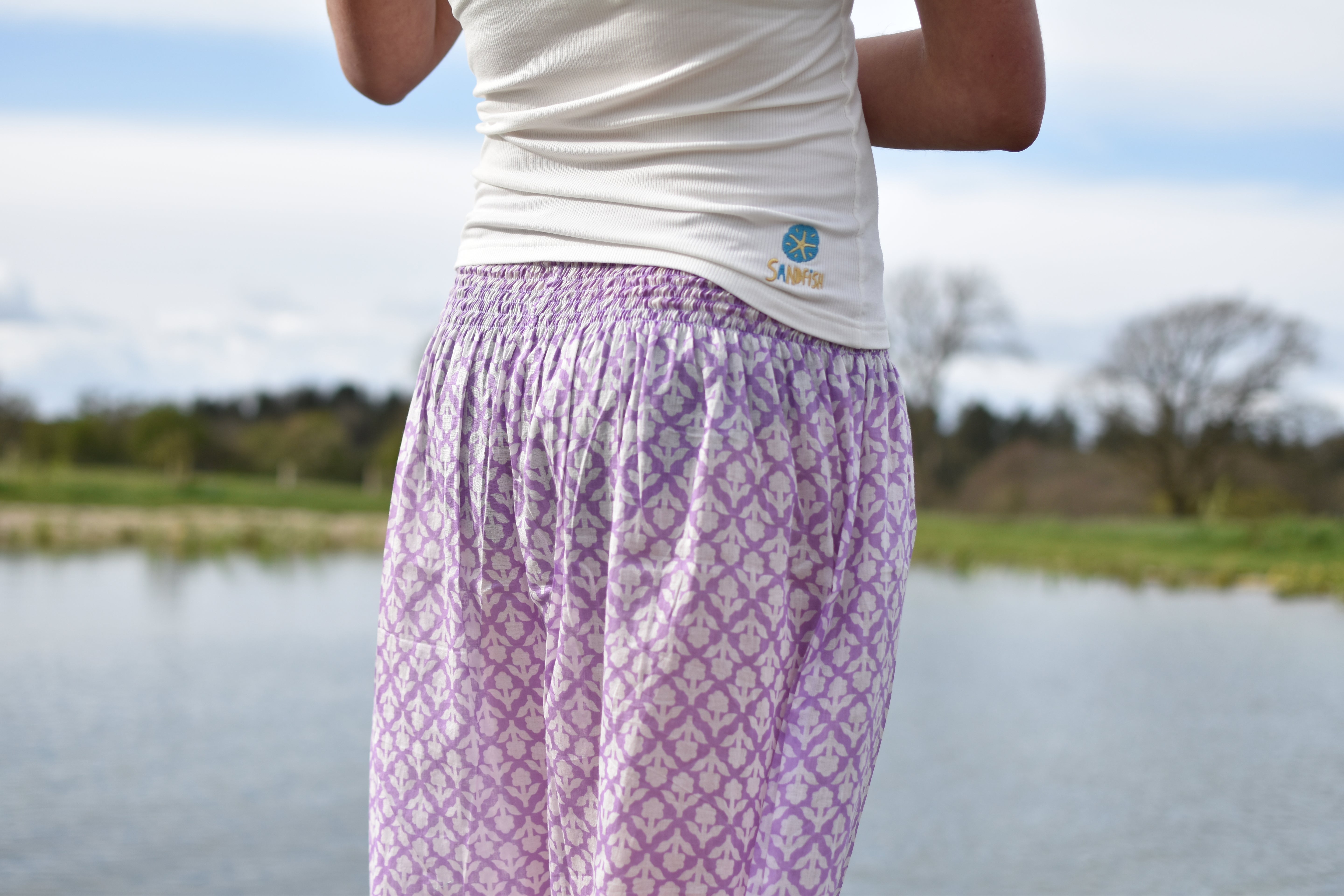 ADULT BALLOON PANTS - Purple flower