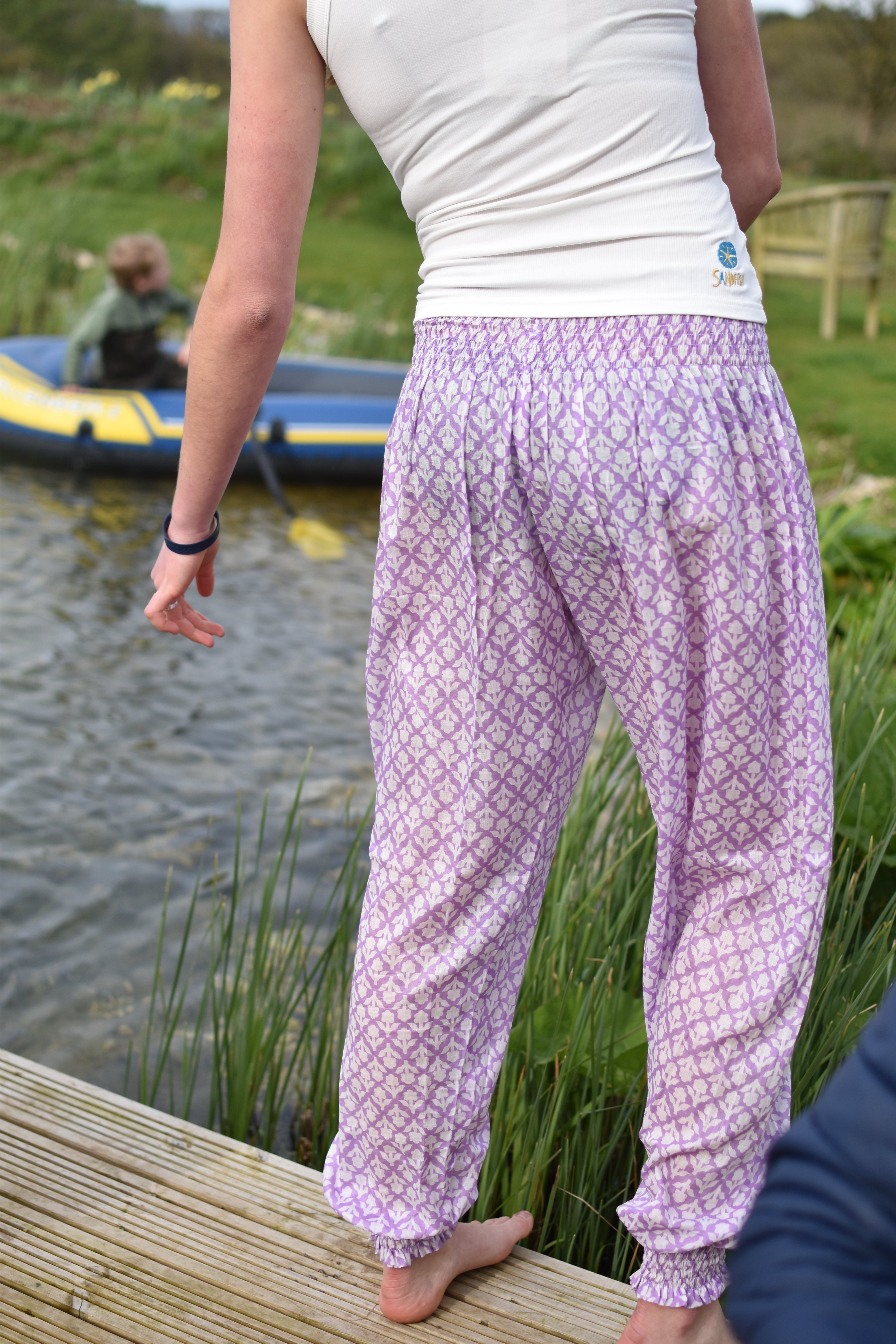 ADULT BALLOON PANTS - Purple flower