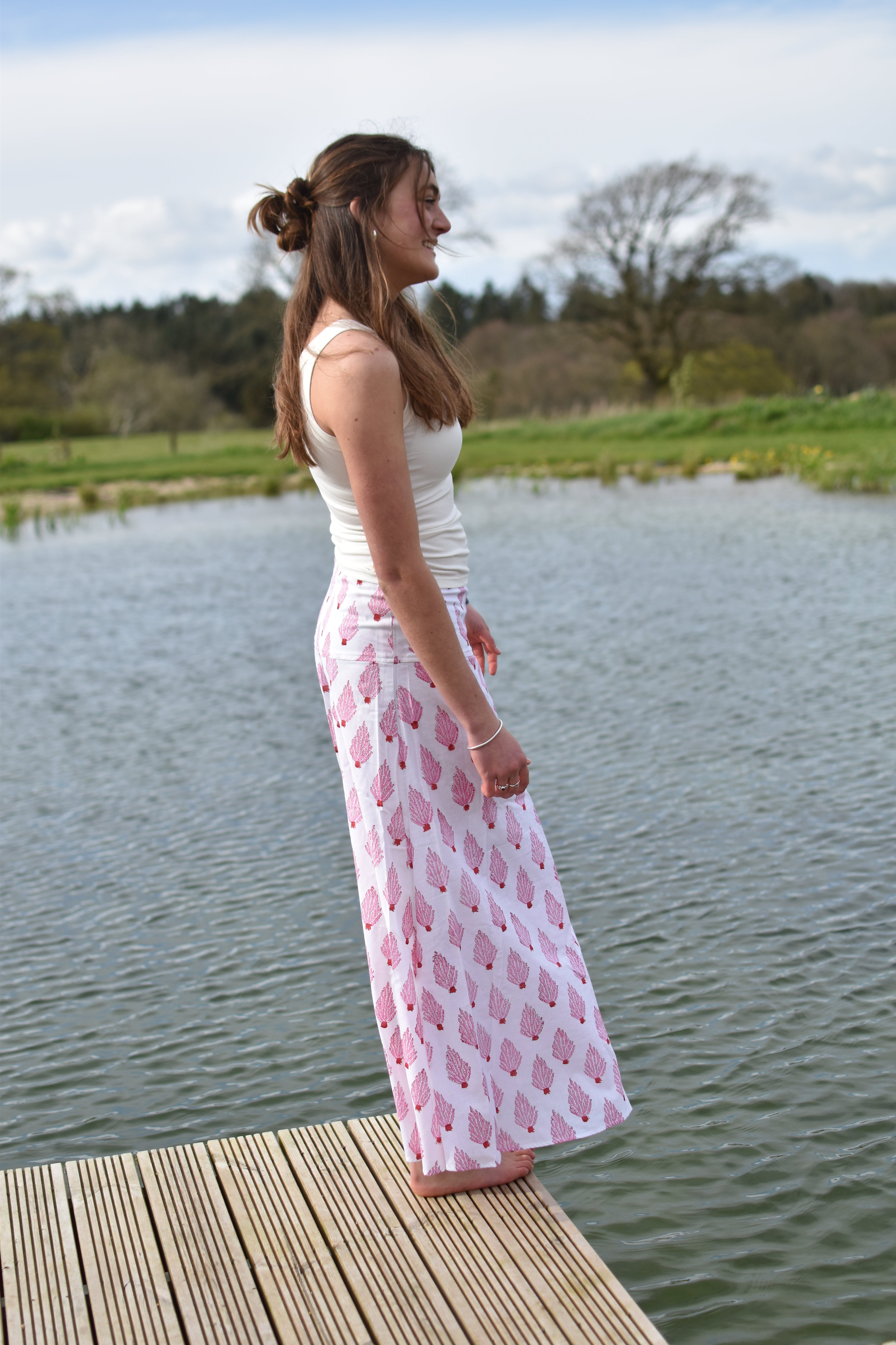 CHYULU ZIP MAXI SKIRT - Pink and white