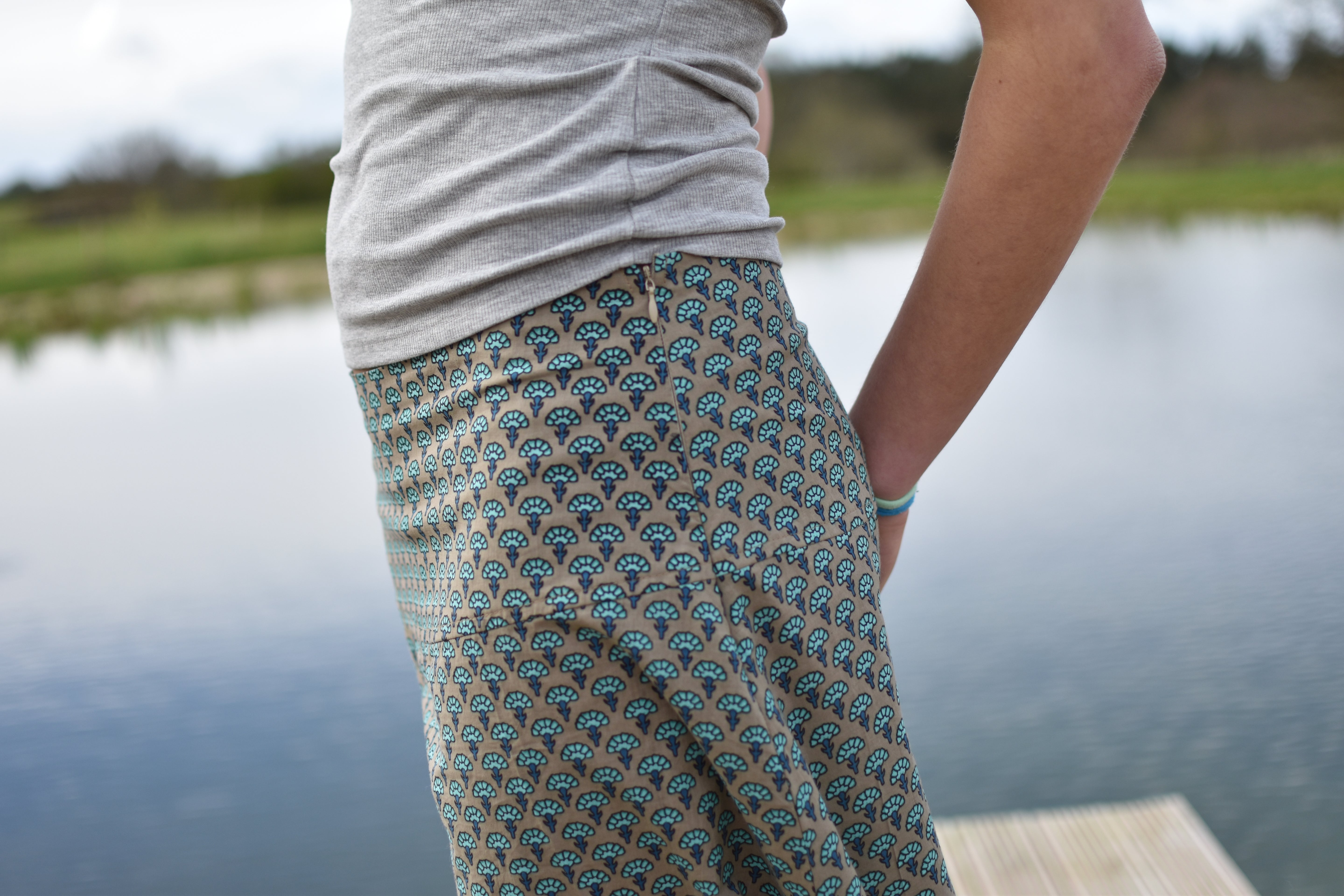 CHYULU ZIP MAXI SKIRT - Turquoise Leaf