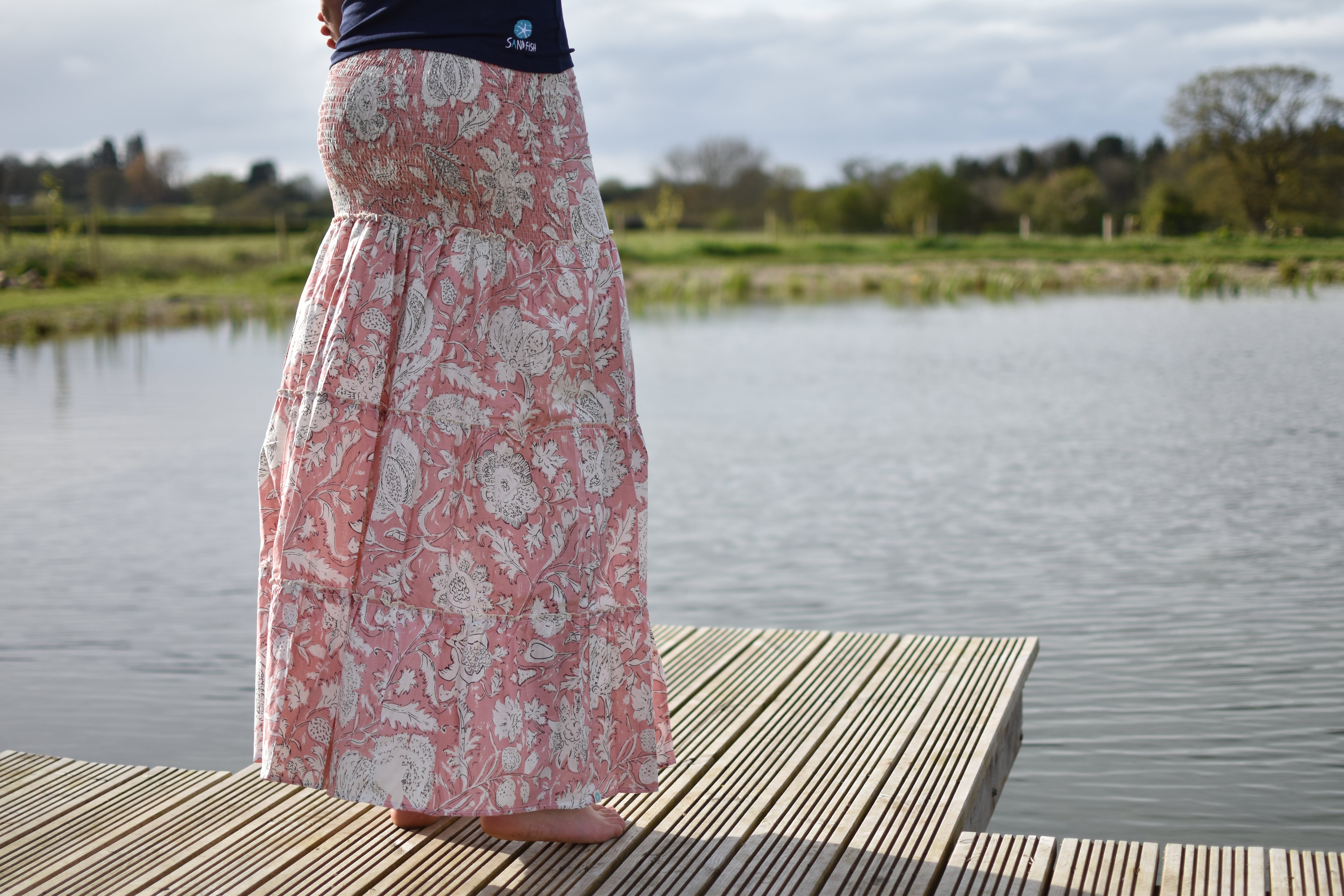 LONG TIERED RARA SKIRT - Coral