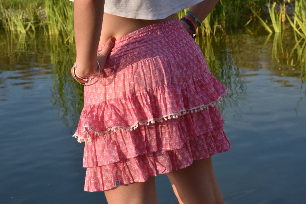 Rara Skort - Pink Flower White Bobble