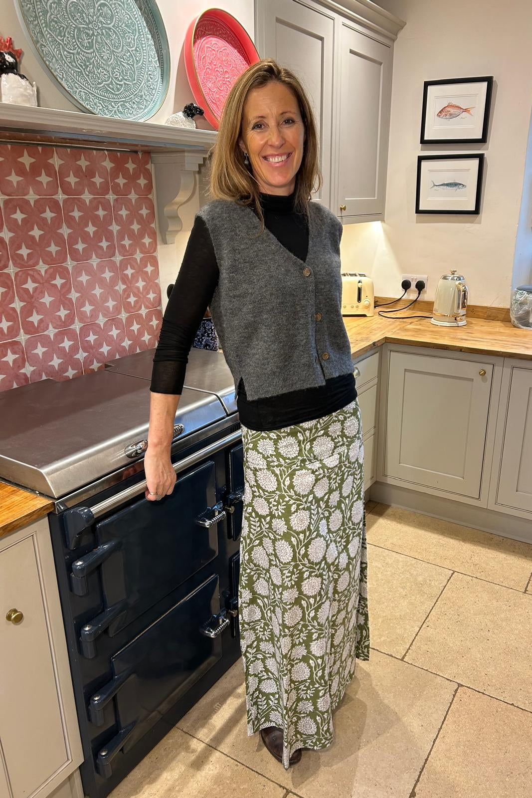 NEW! - CHYULU ZIP MAXI SKIRT - green and white