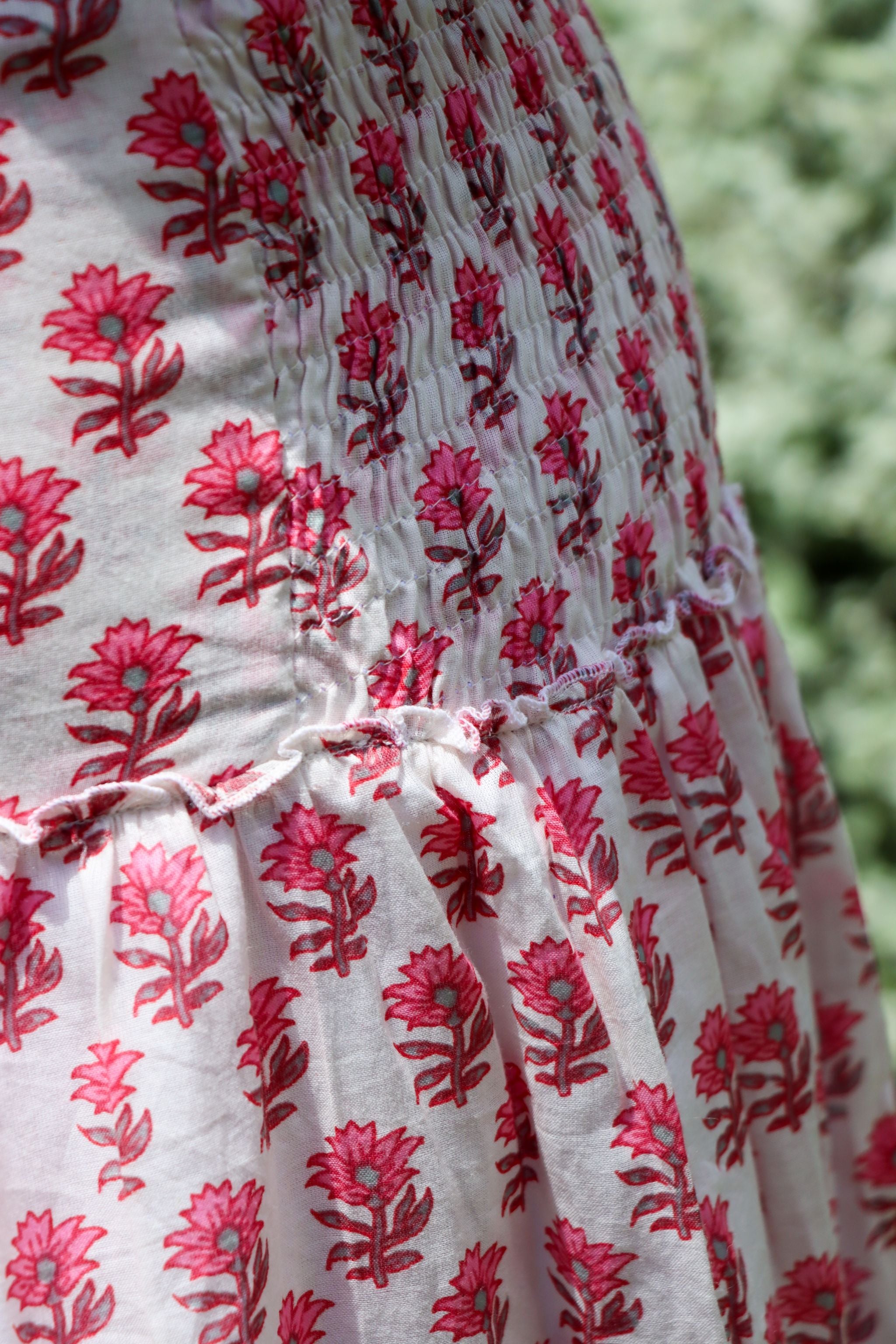 Long tiered rara skirt - pink anenome