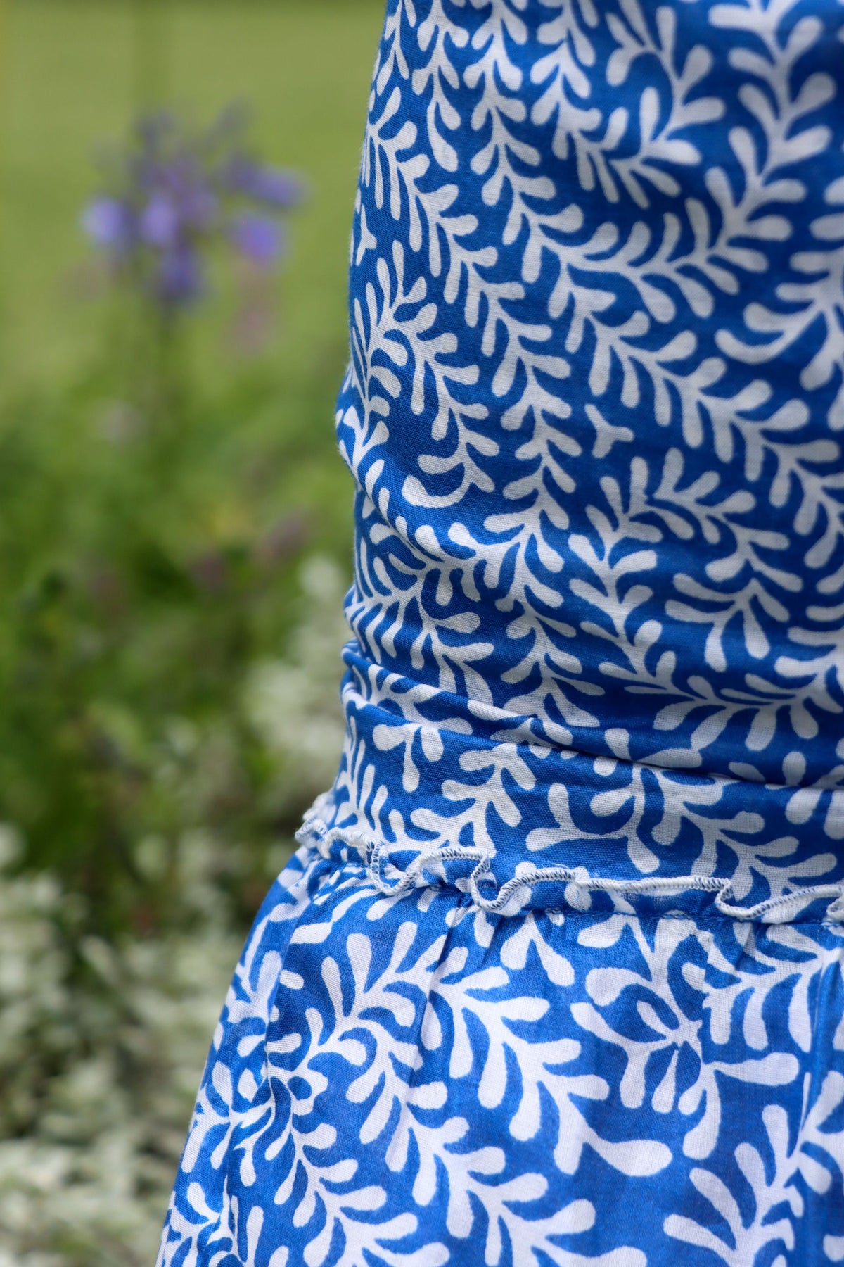 Long tiered rara skirt - blue spiral fern