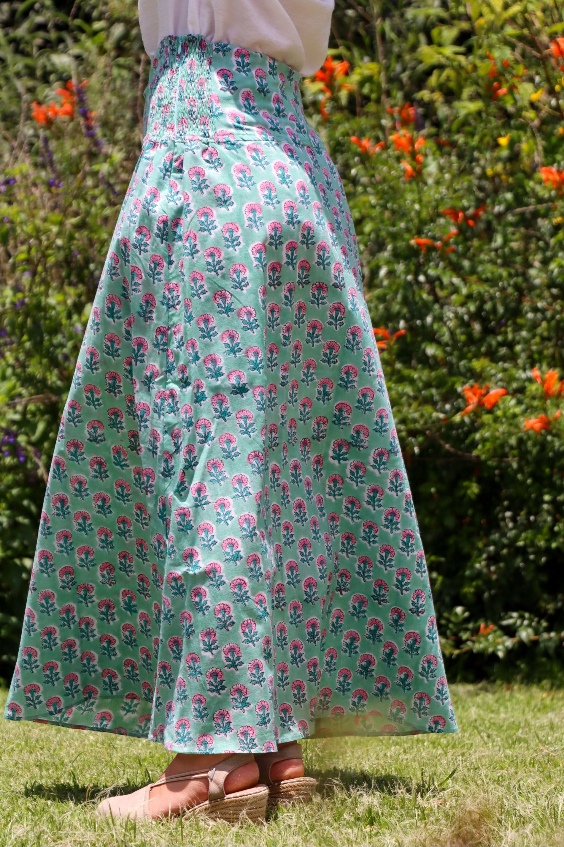 CHYULU ELASTIC MAXI SKIRT - blush garden
