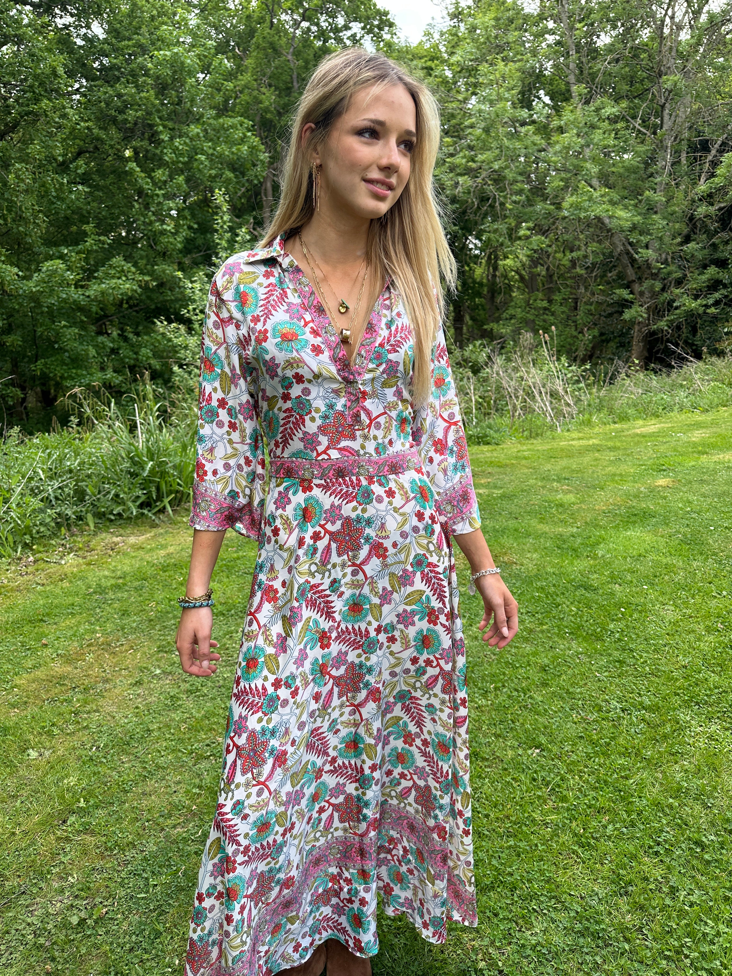 NEW! - Molly Maxi Dress - aqua and rose