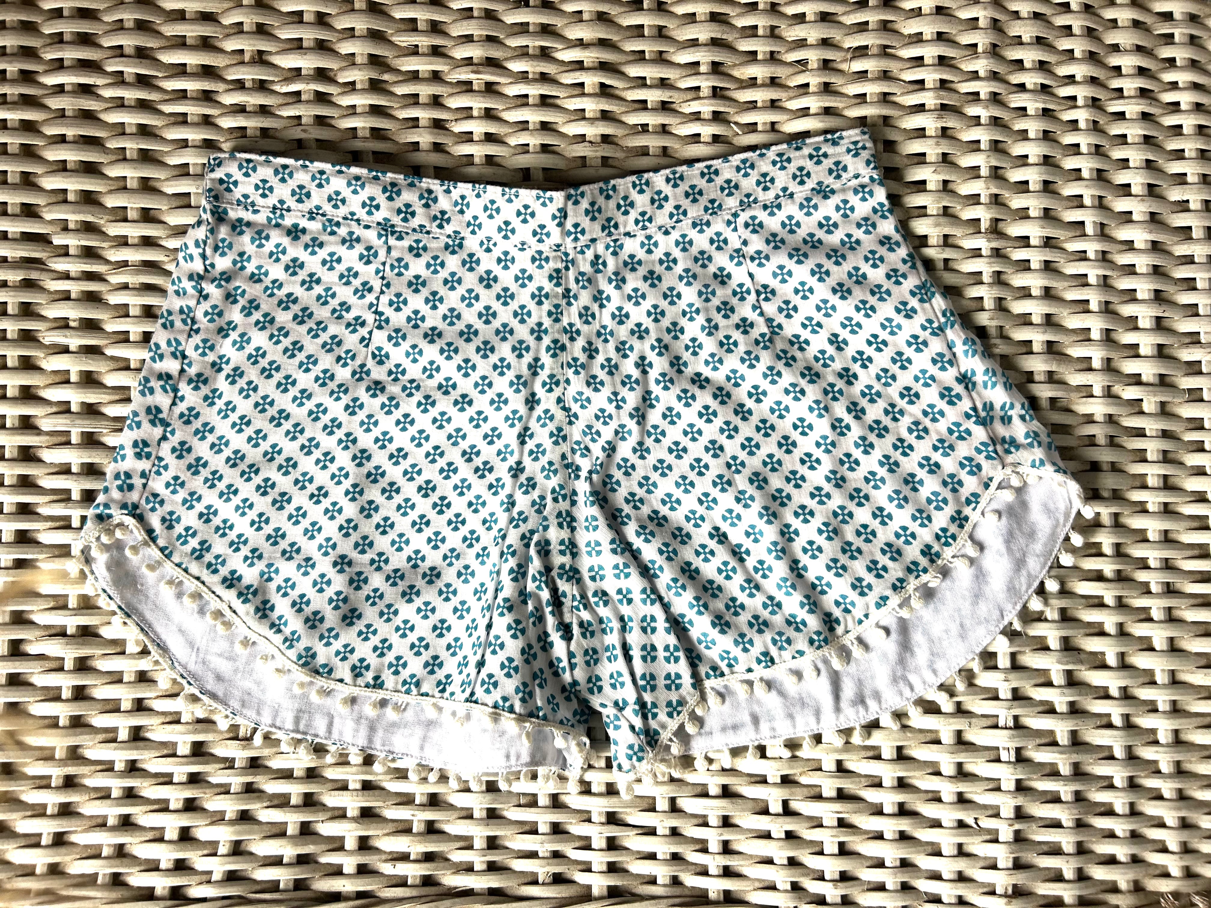 Coastie Shorts - teal and white (10-11yrs)