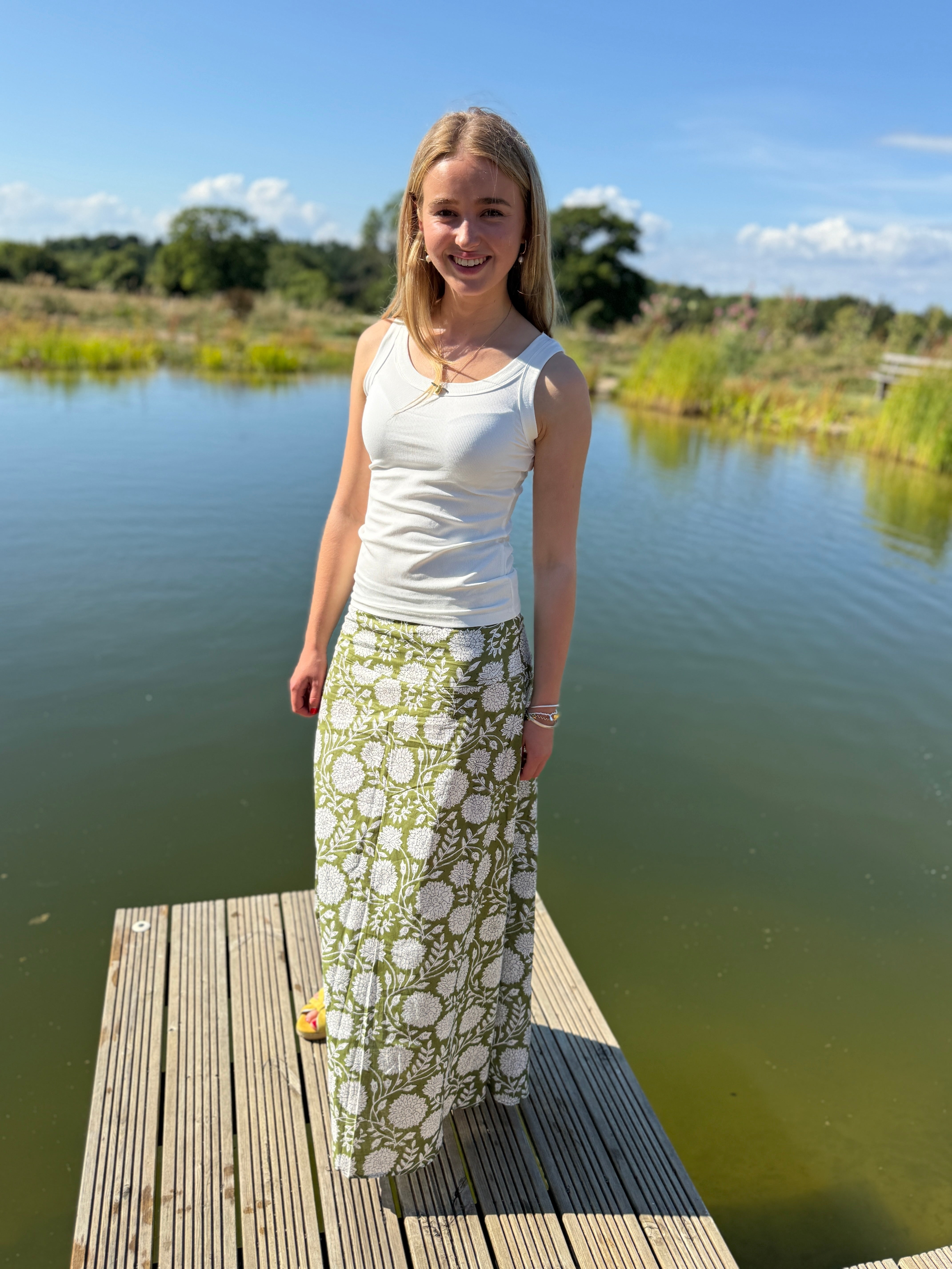 NEW! - CHYULU ZIP MAXI SKIRT - green and white