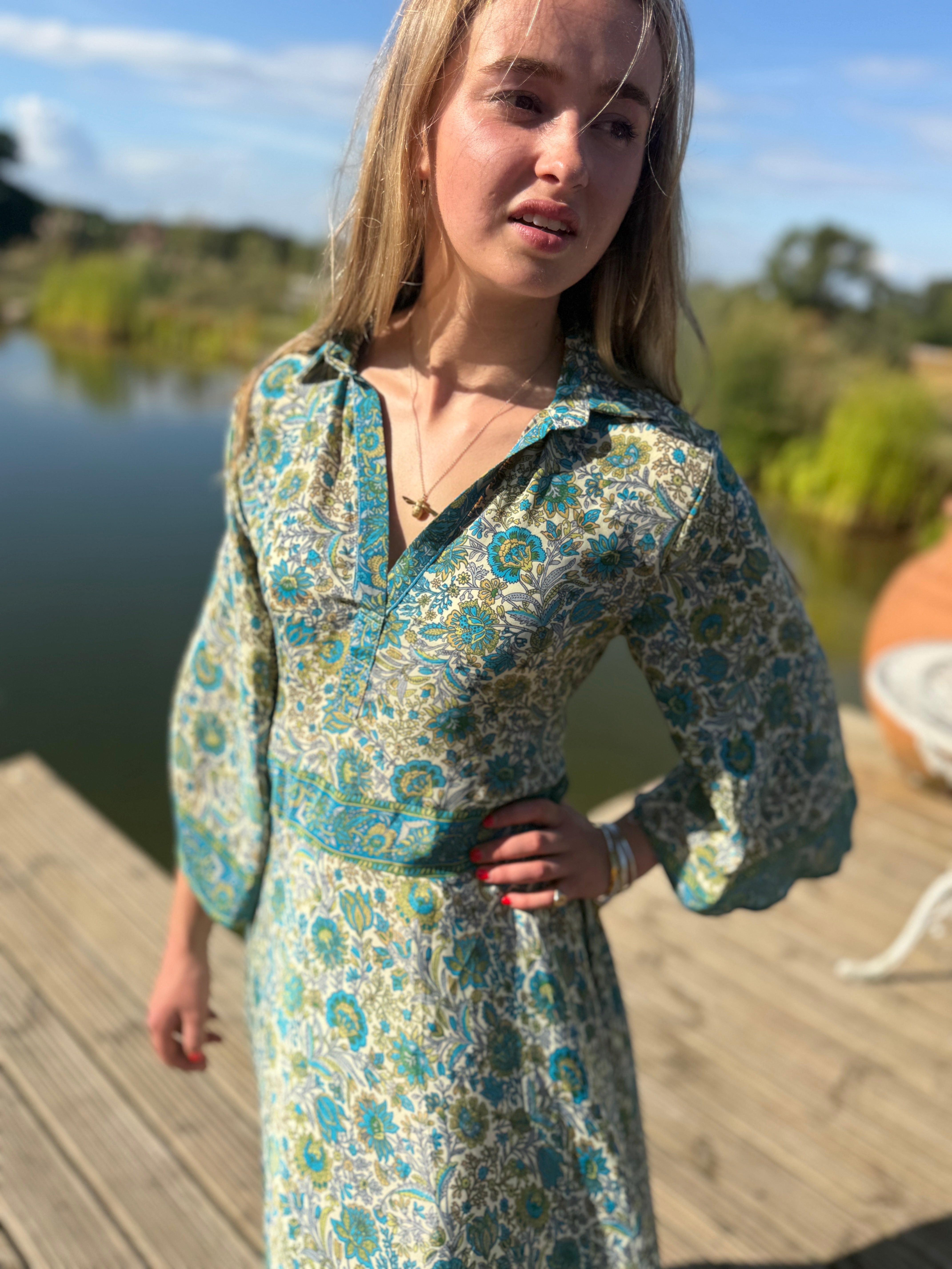 NEW! - Molly Maxi Dress - turquoise and green
