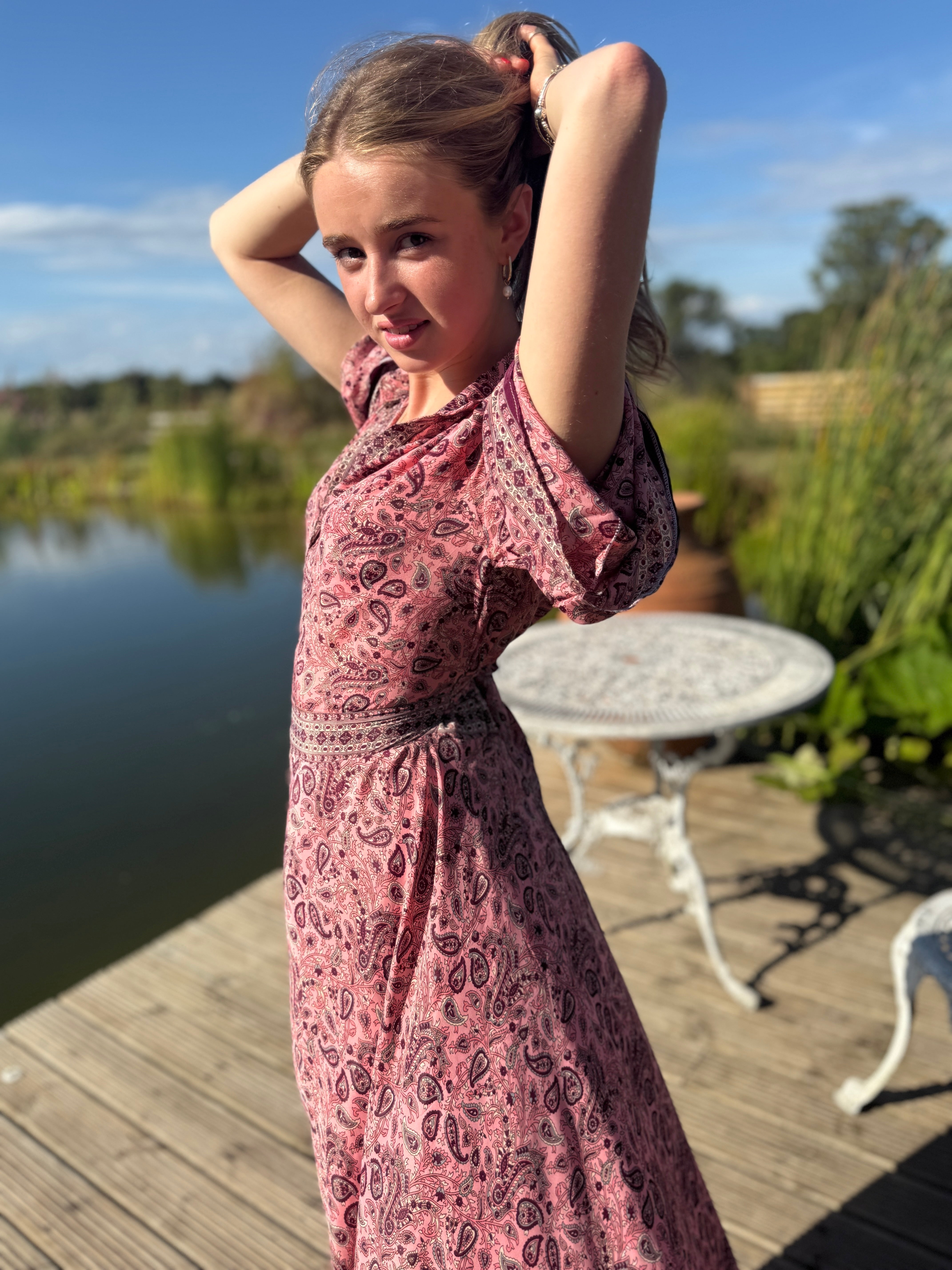 NEW! - Molly Maxi Dress - burgundy and rose