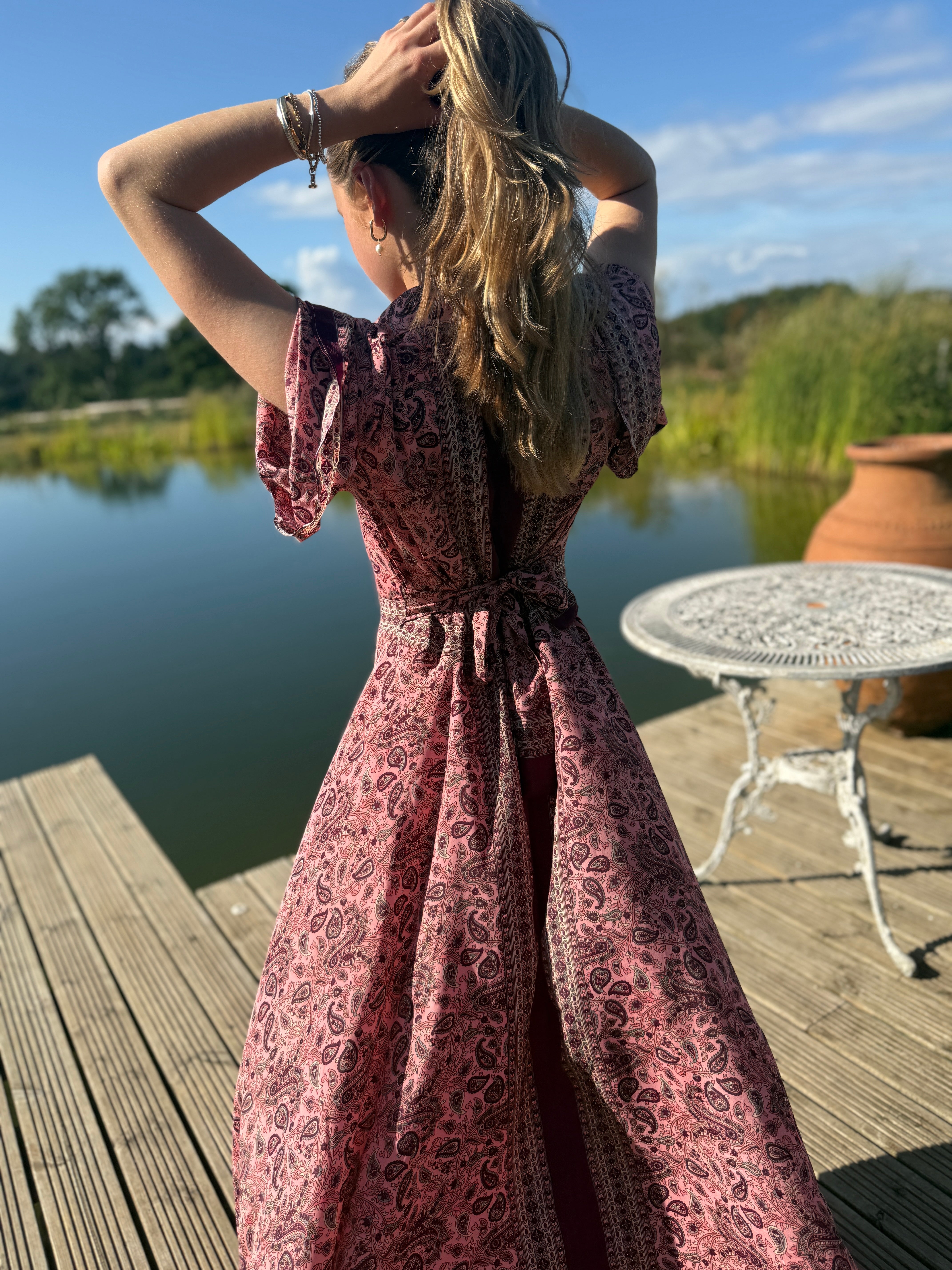 NEW! - Molly Maxi Dress - burgundy and rose