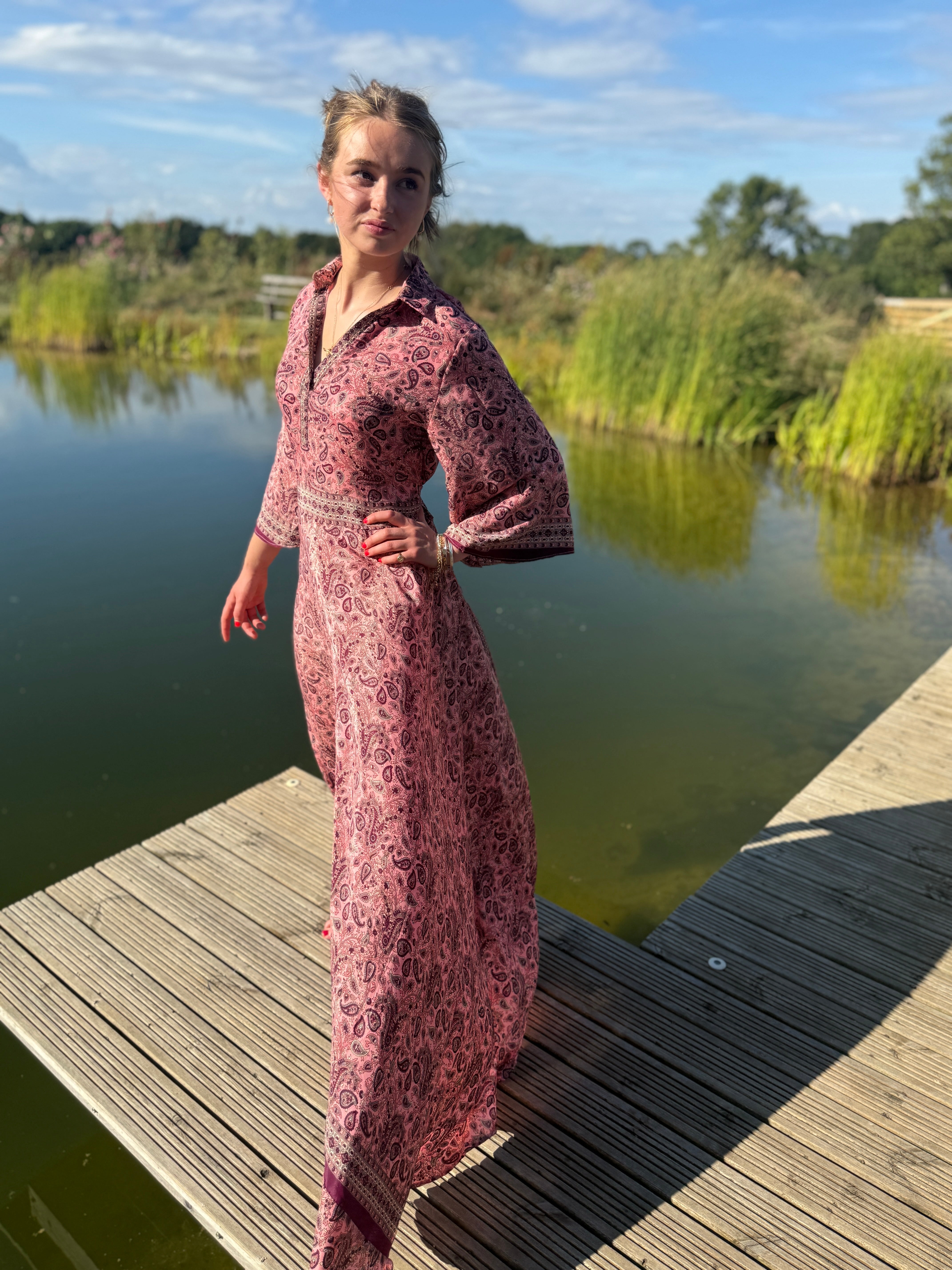 NEW! - Molly Maxi Dress - burgundy and rose
