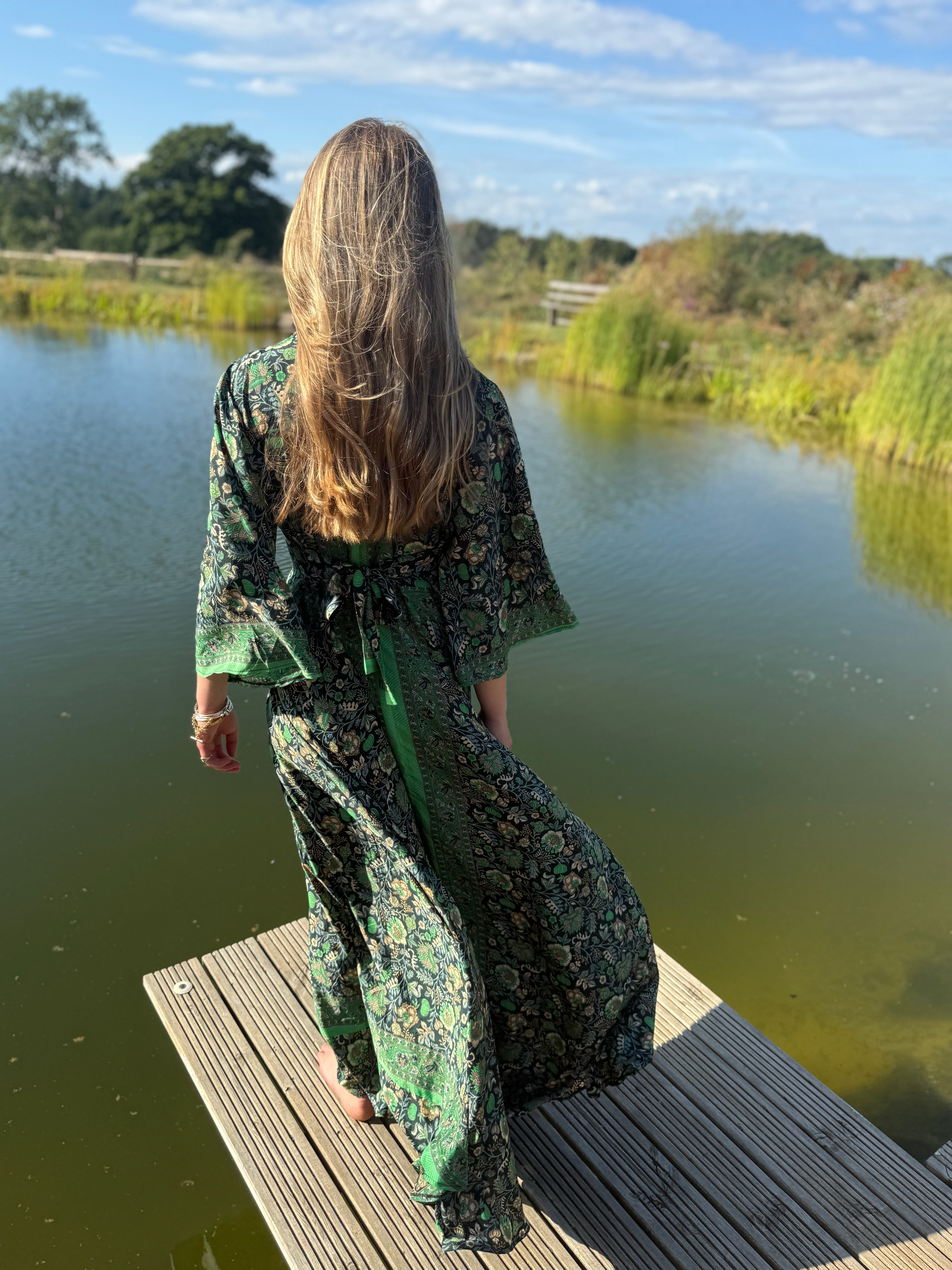 NEW! - Molly Maxi Dress - charcoal and green