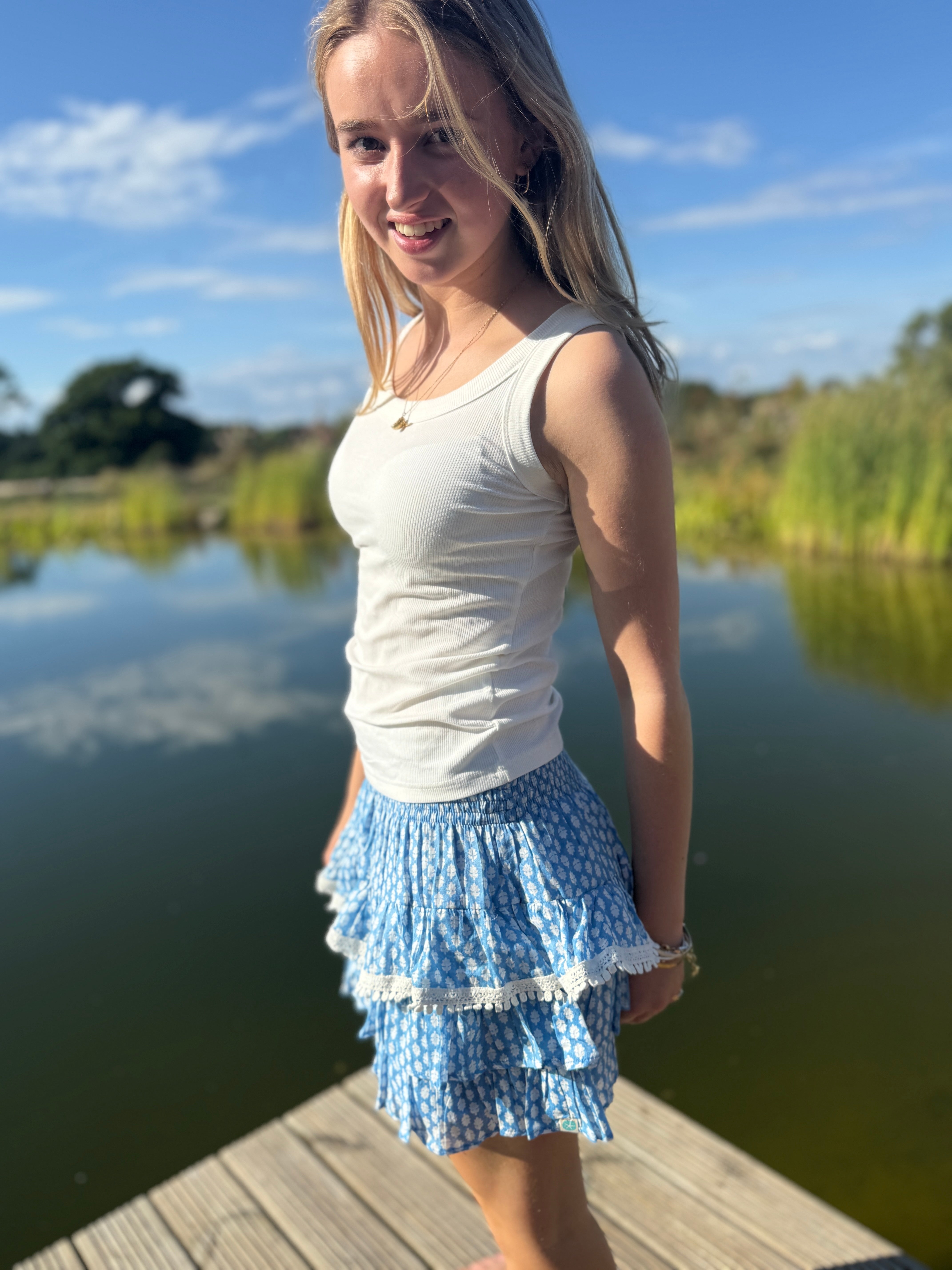NEW! Rara Skort - blue with white lace