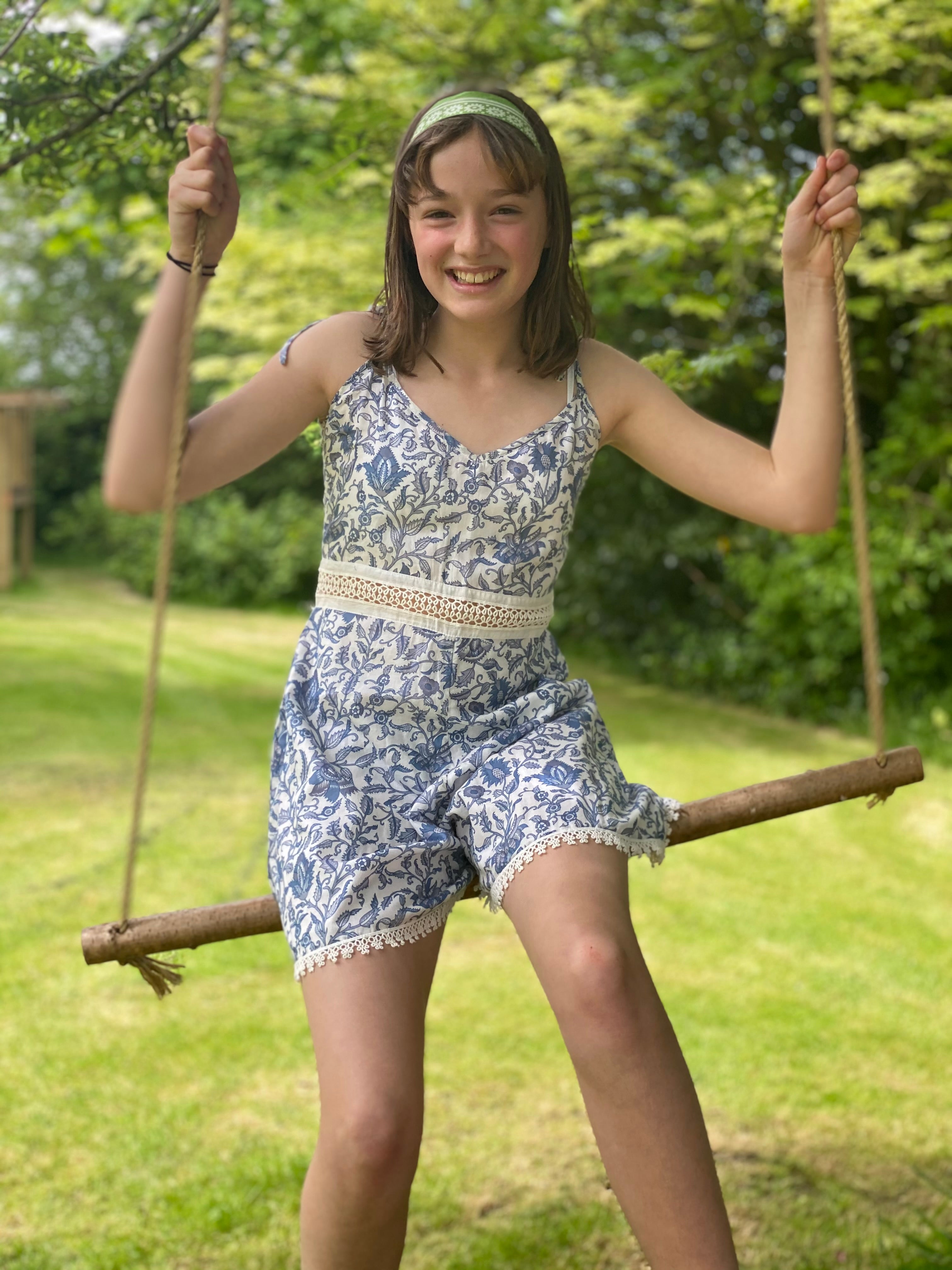 Girls Playsuit - Dusty Blue