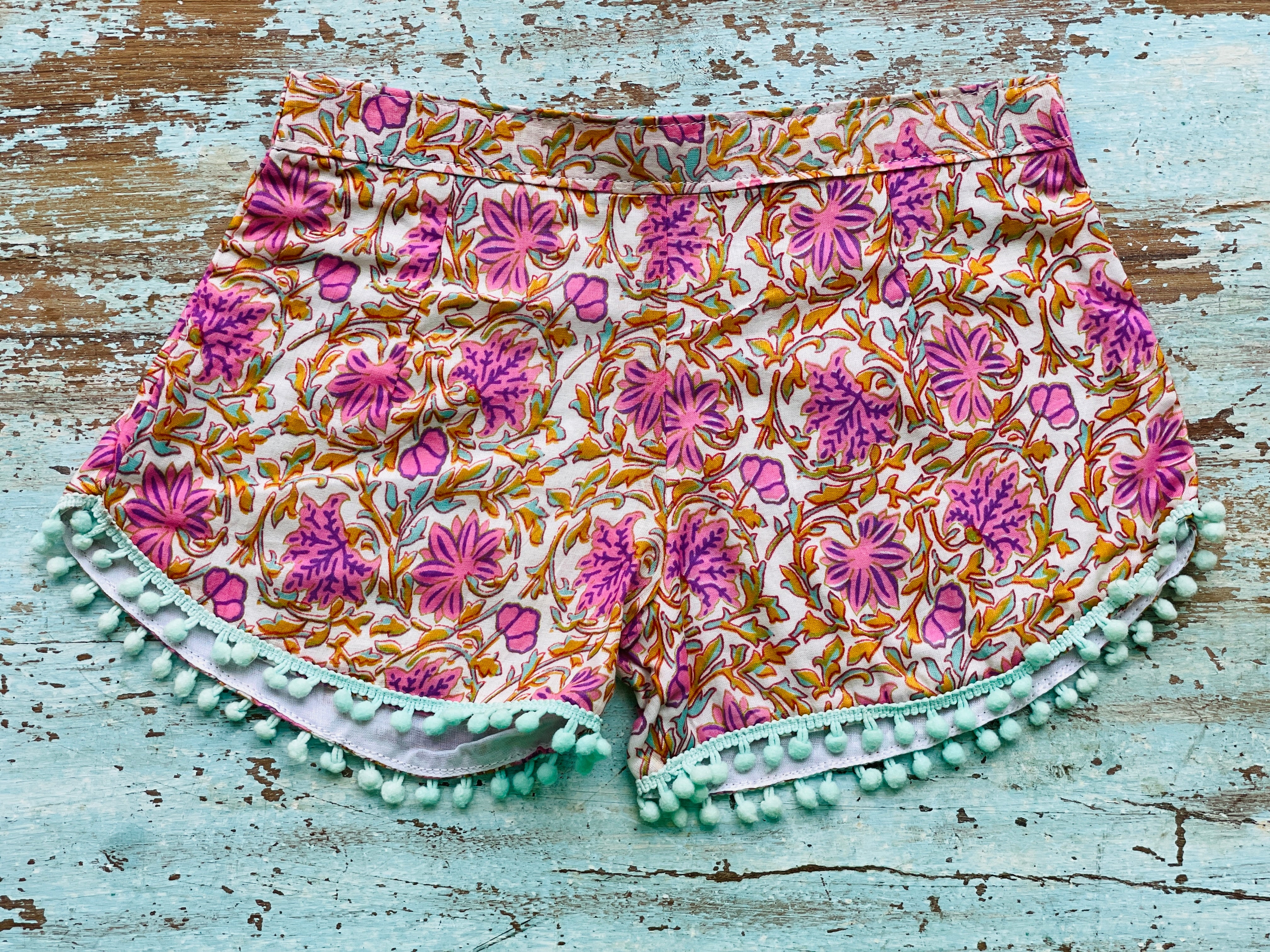 COASTIE SHORTS - Pink Orange Creeper Teal Bobble