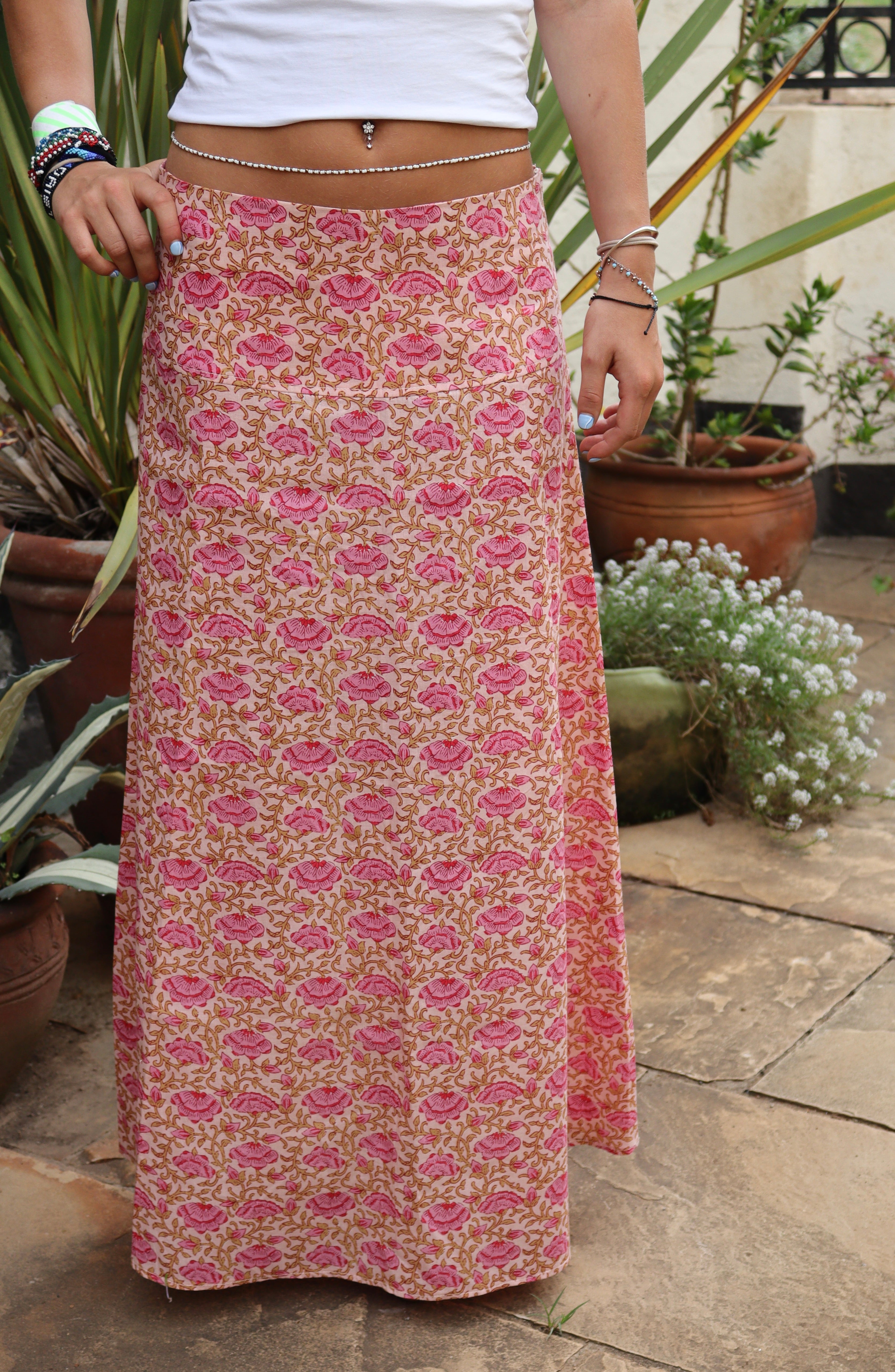 Chyulu Zip Maxi Skirt - Pink / Pink Vine