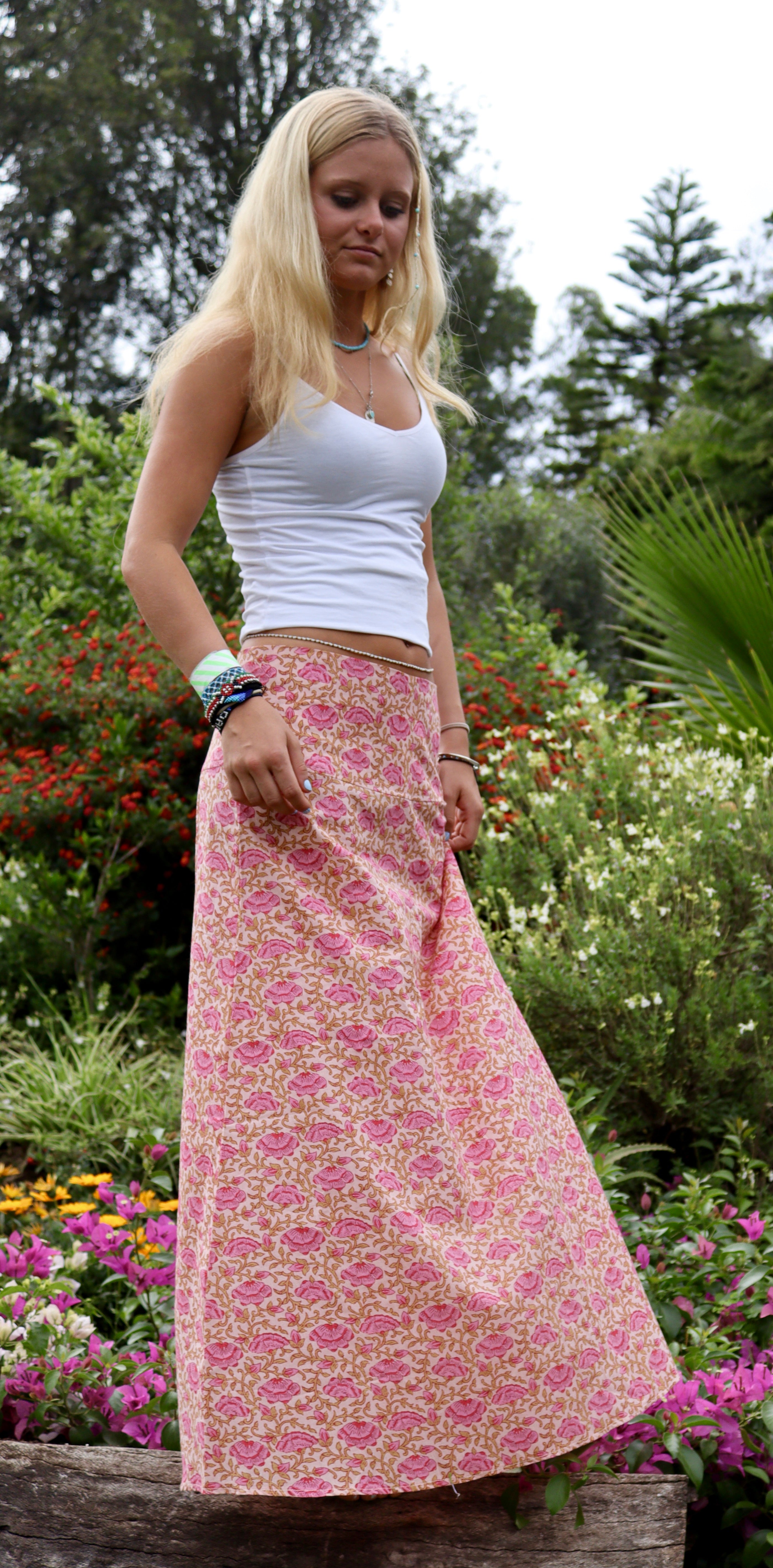 Chyulu Zip Maxi Skirt - Pink / Pink Vine
