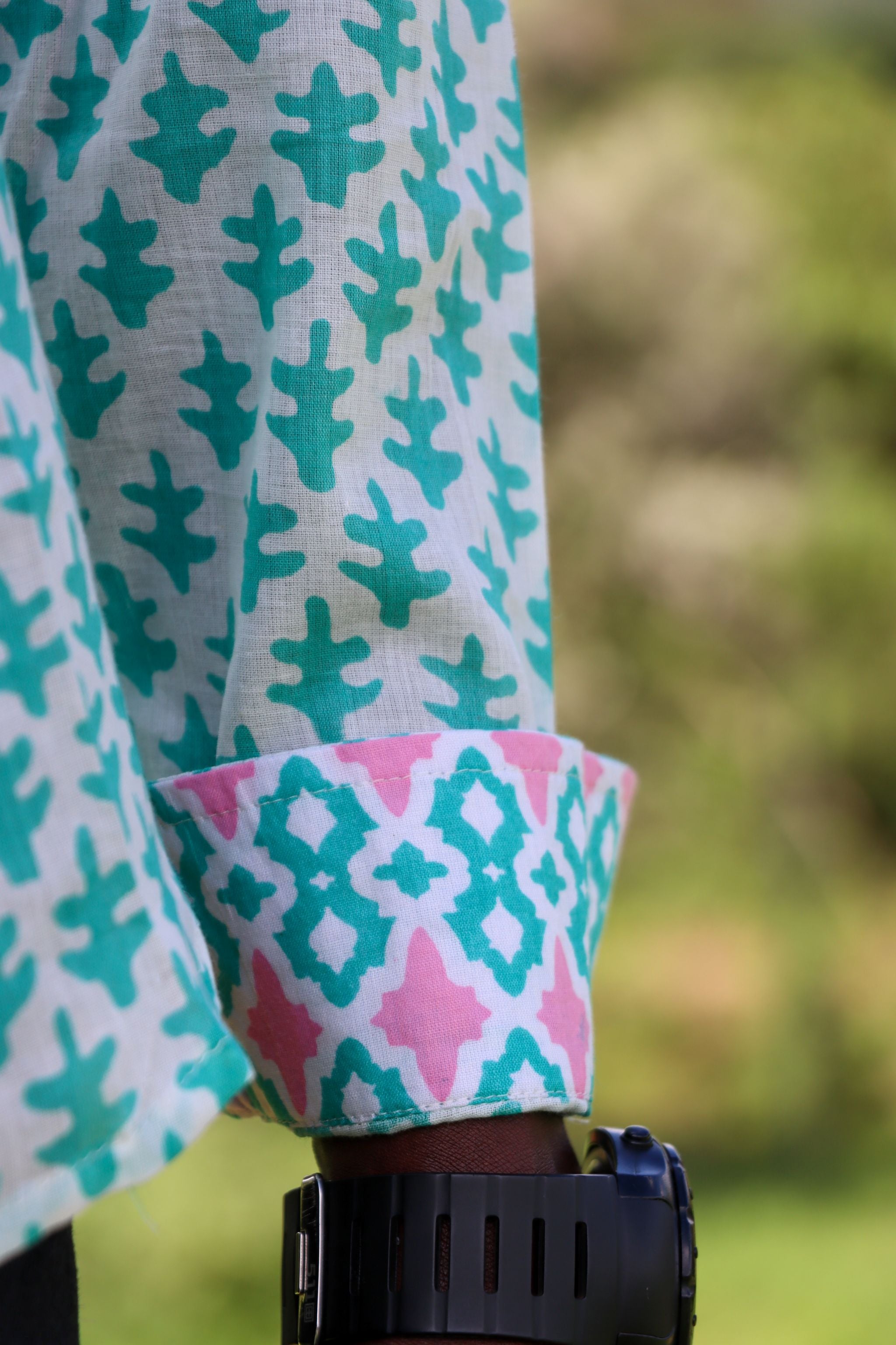 Classic Summer Shirt - green and pink