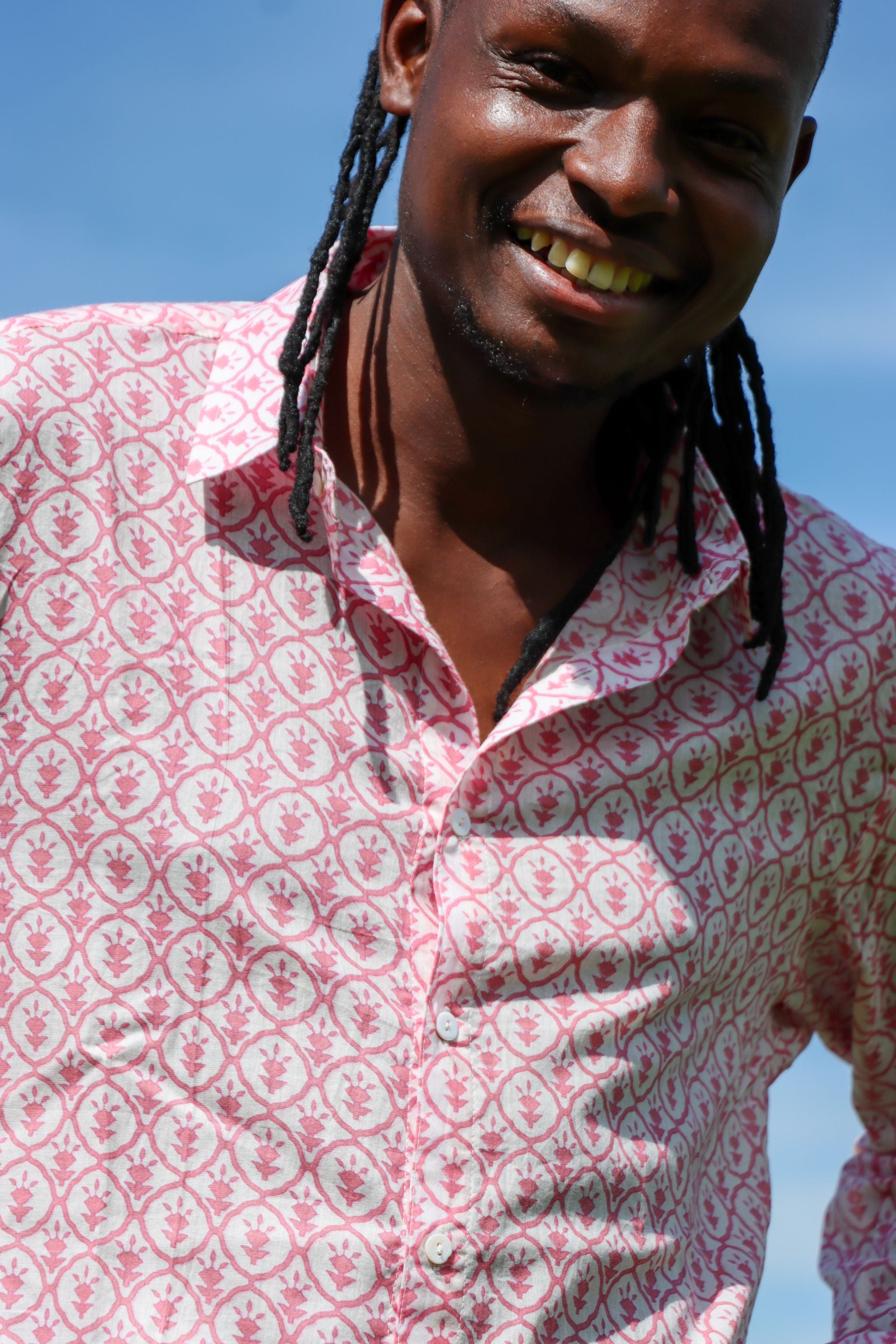 Classic Summer Shirt - pink block print