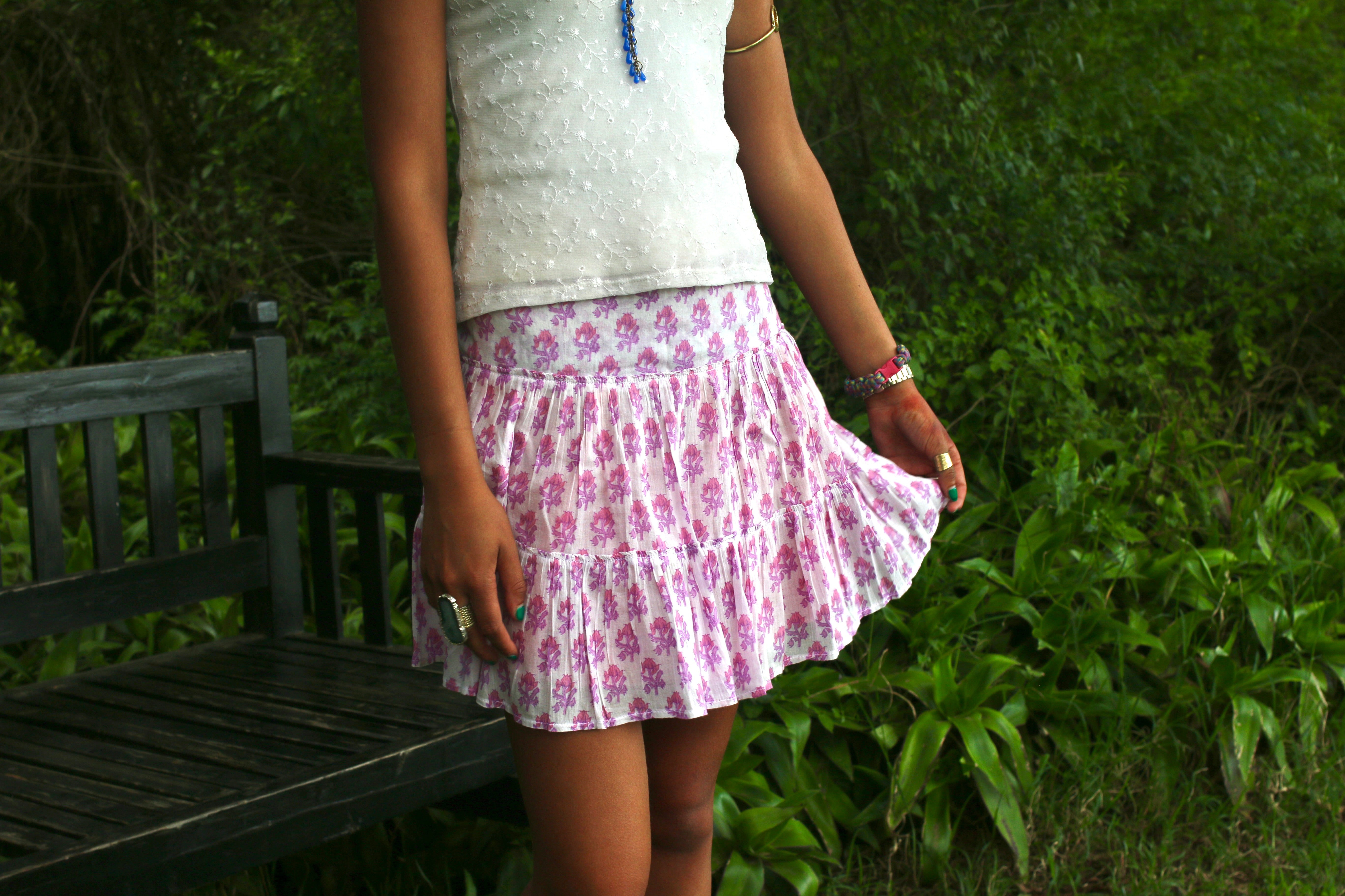 Layered Mini Skirt - Pink Thistle