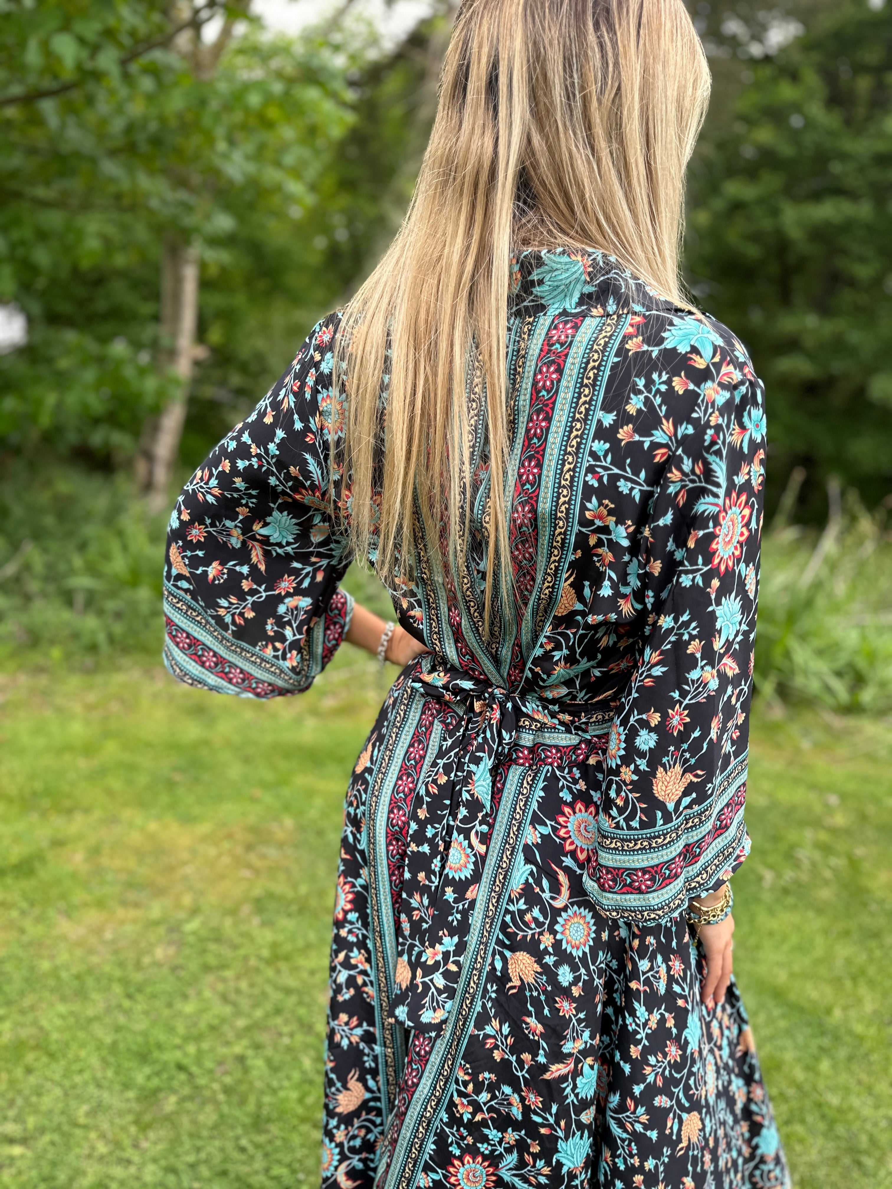 NEW! - Molly Maxi Dress - charcoal and aqua