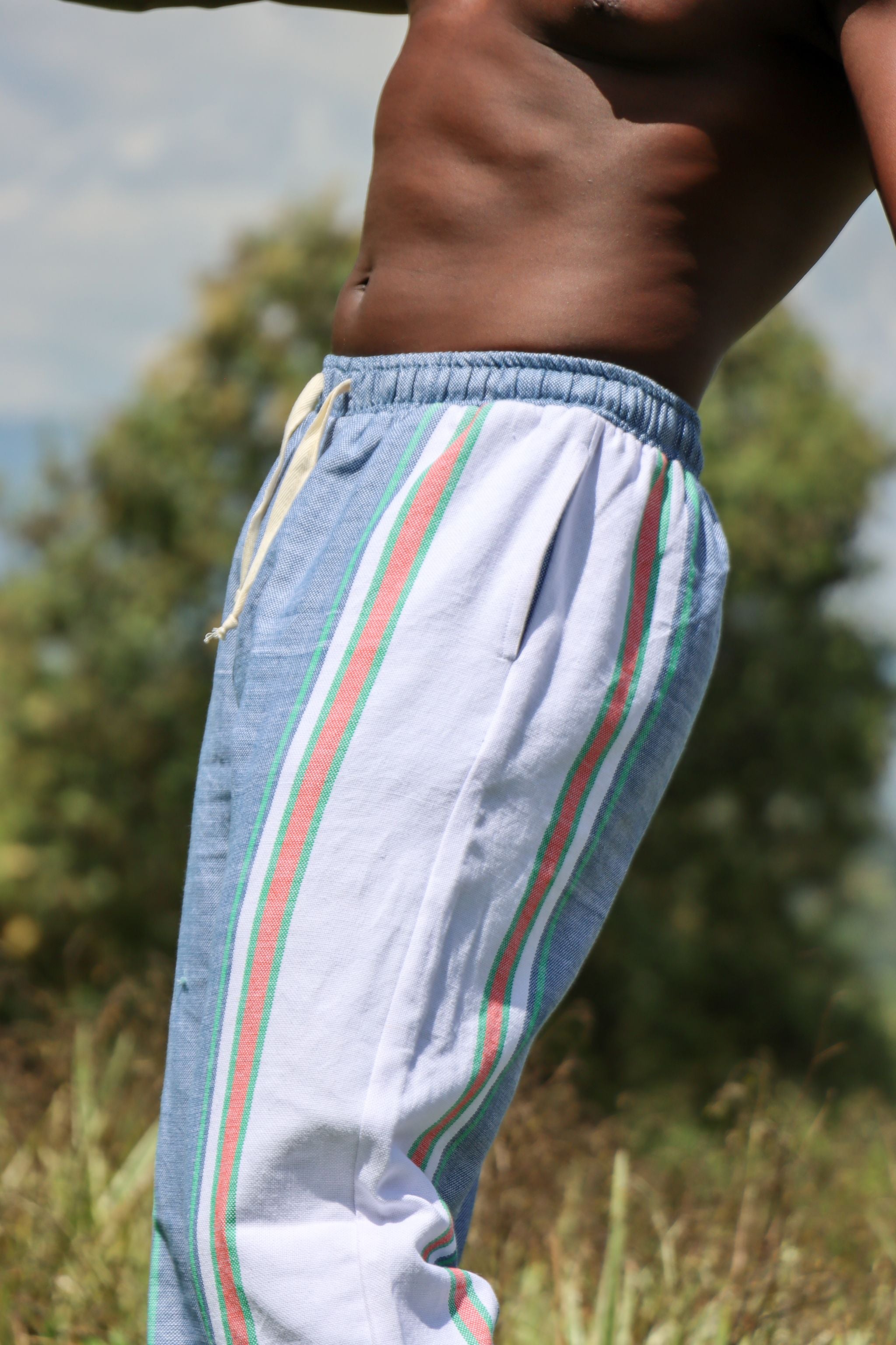 UNISEX KIKOY TROUSERS - red and green stripe