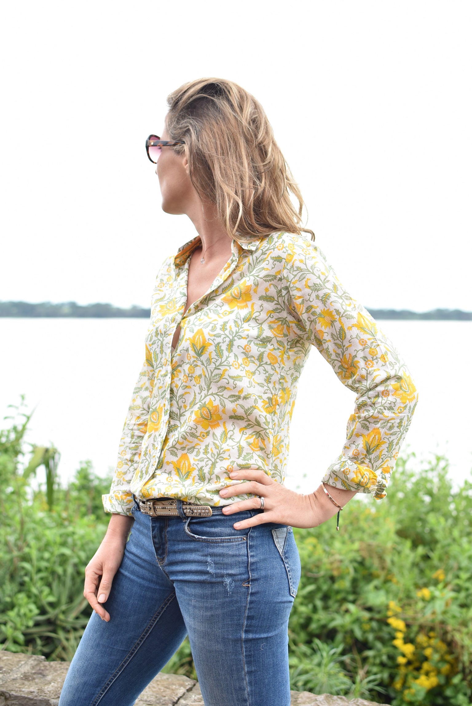 Womens Fitted Shirt - Yellow Green Creeper