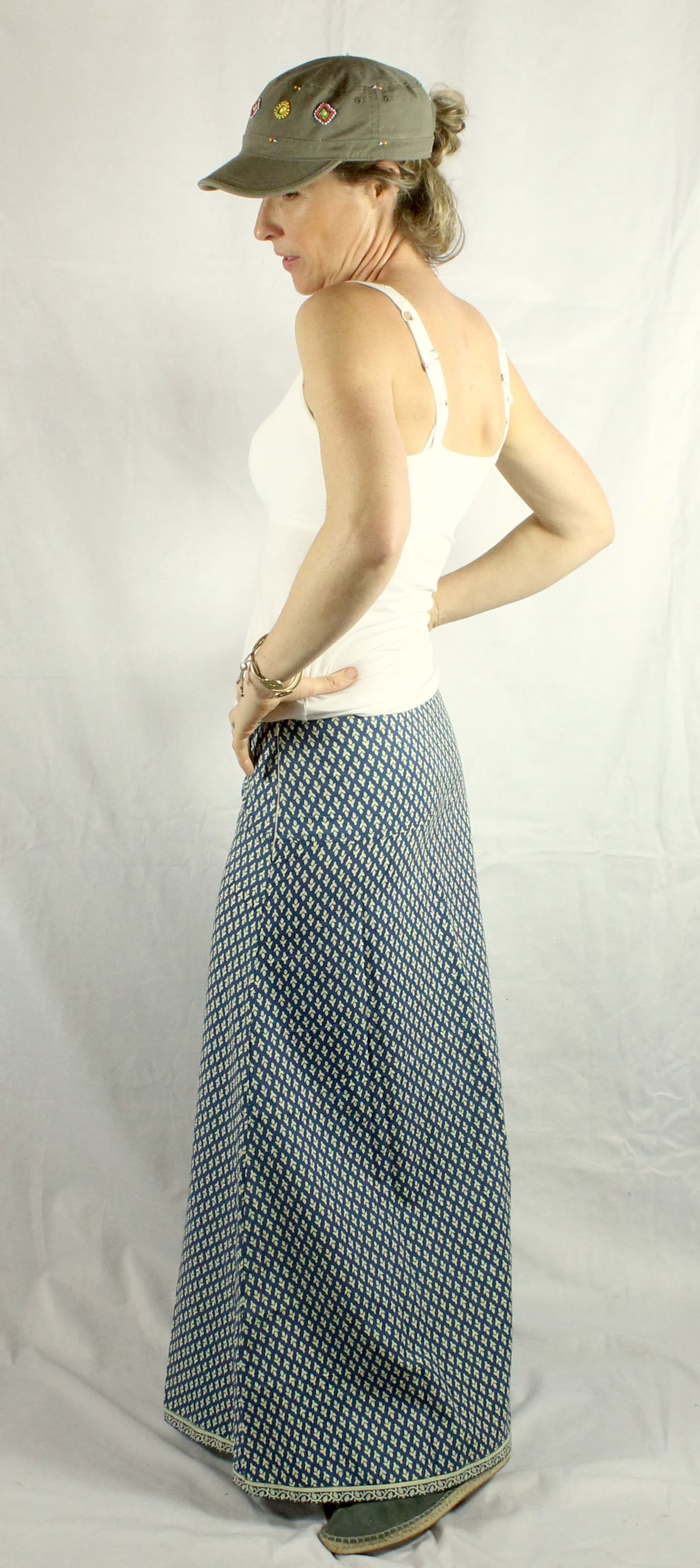 Chyulu Zip Maxi Skirt - Blue White Tulip