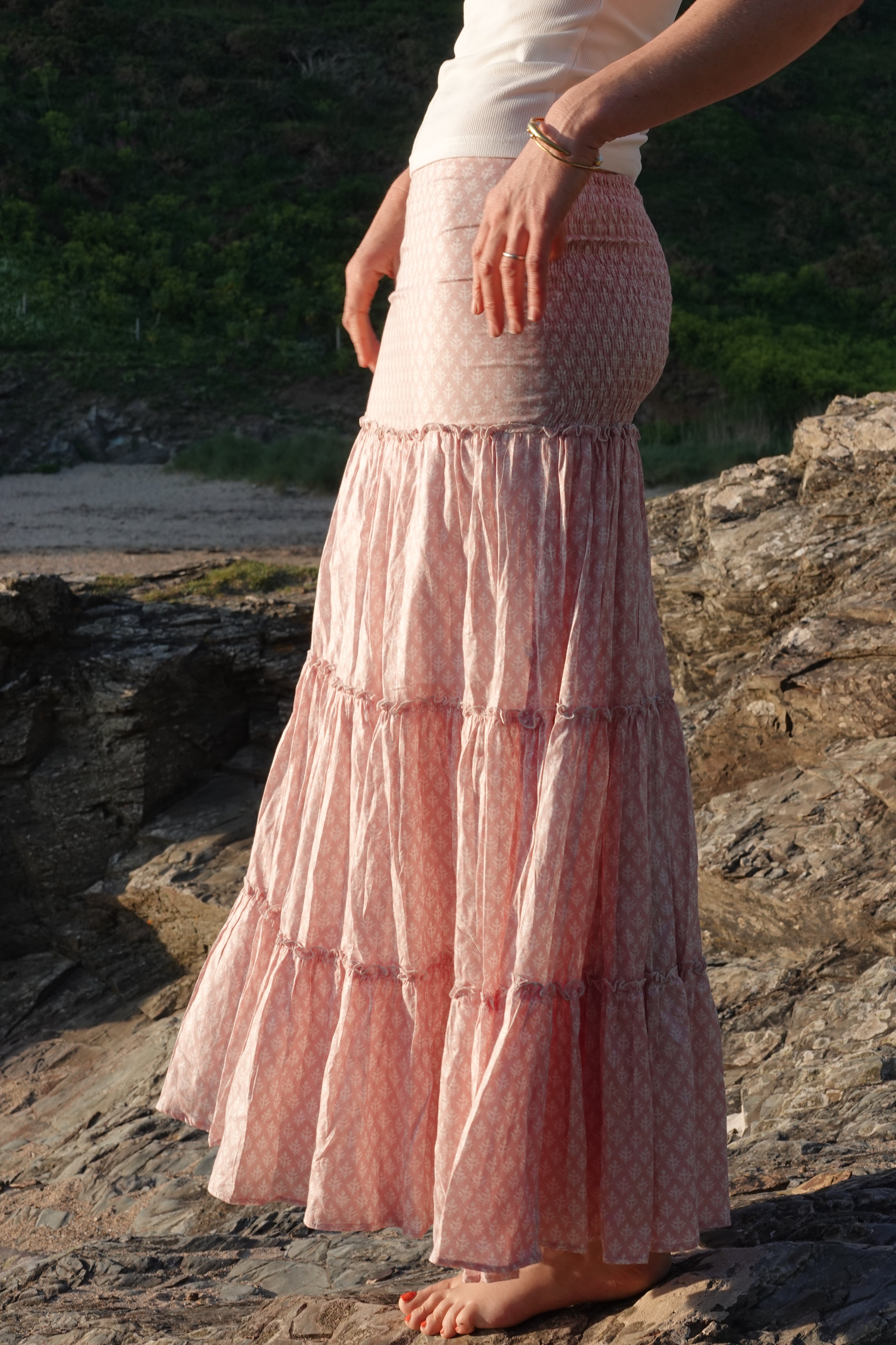 NEW! - Long tiered rara skirt - dusty rose