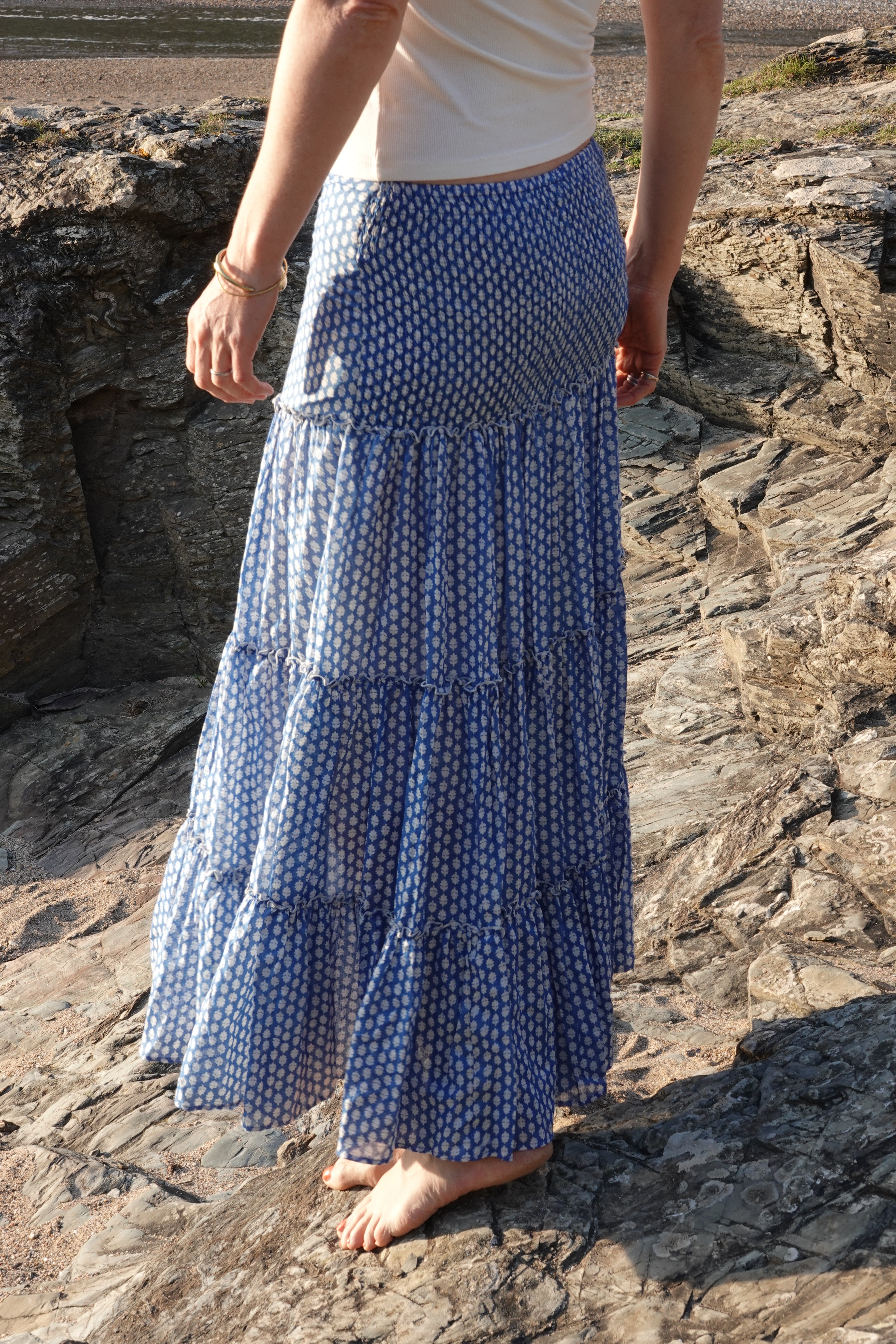 NEW! - Long tiered rara skirt - Ionian blue