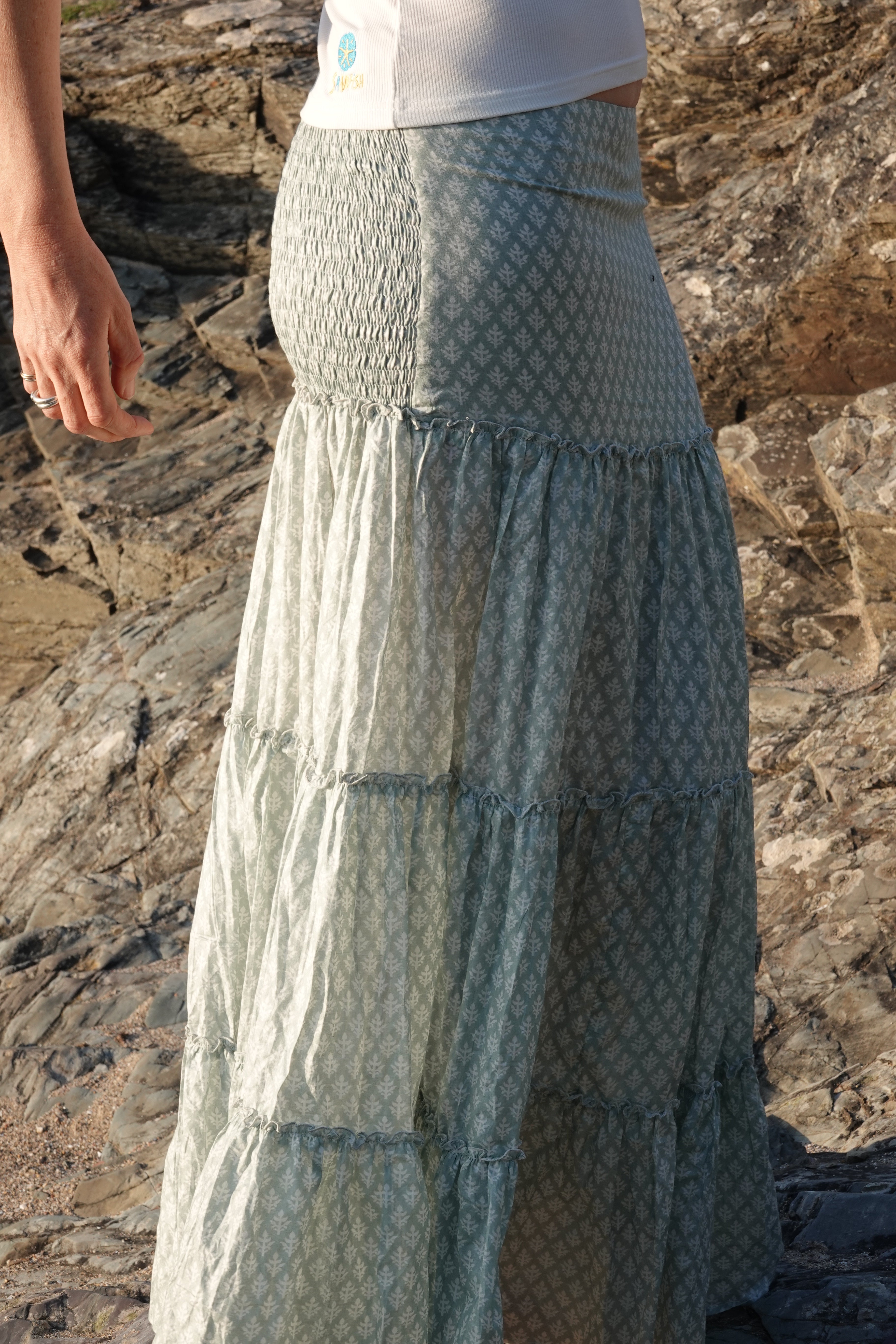 NEW! - Long tiered rara skirt - dusty green