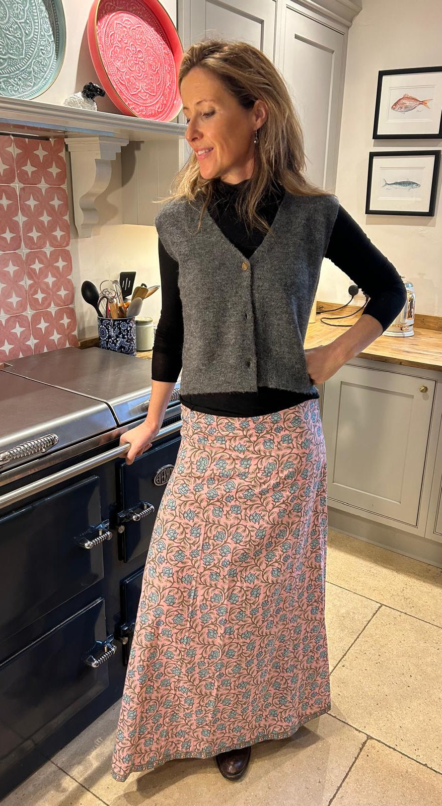 NEW! - CHYULU ZIP MAXI SKIRT - pink and blue creeper