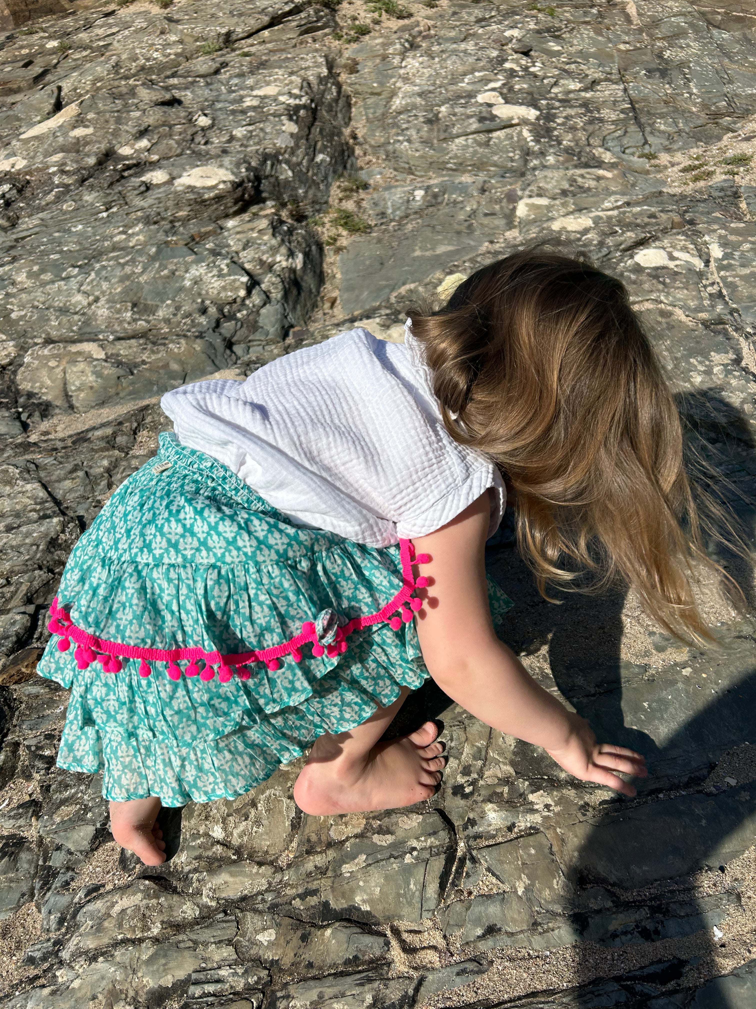 NEW! Rara Skort - green leaf with neon pink