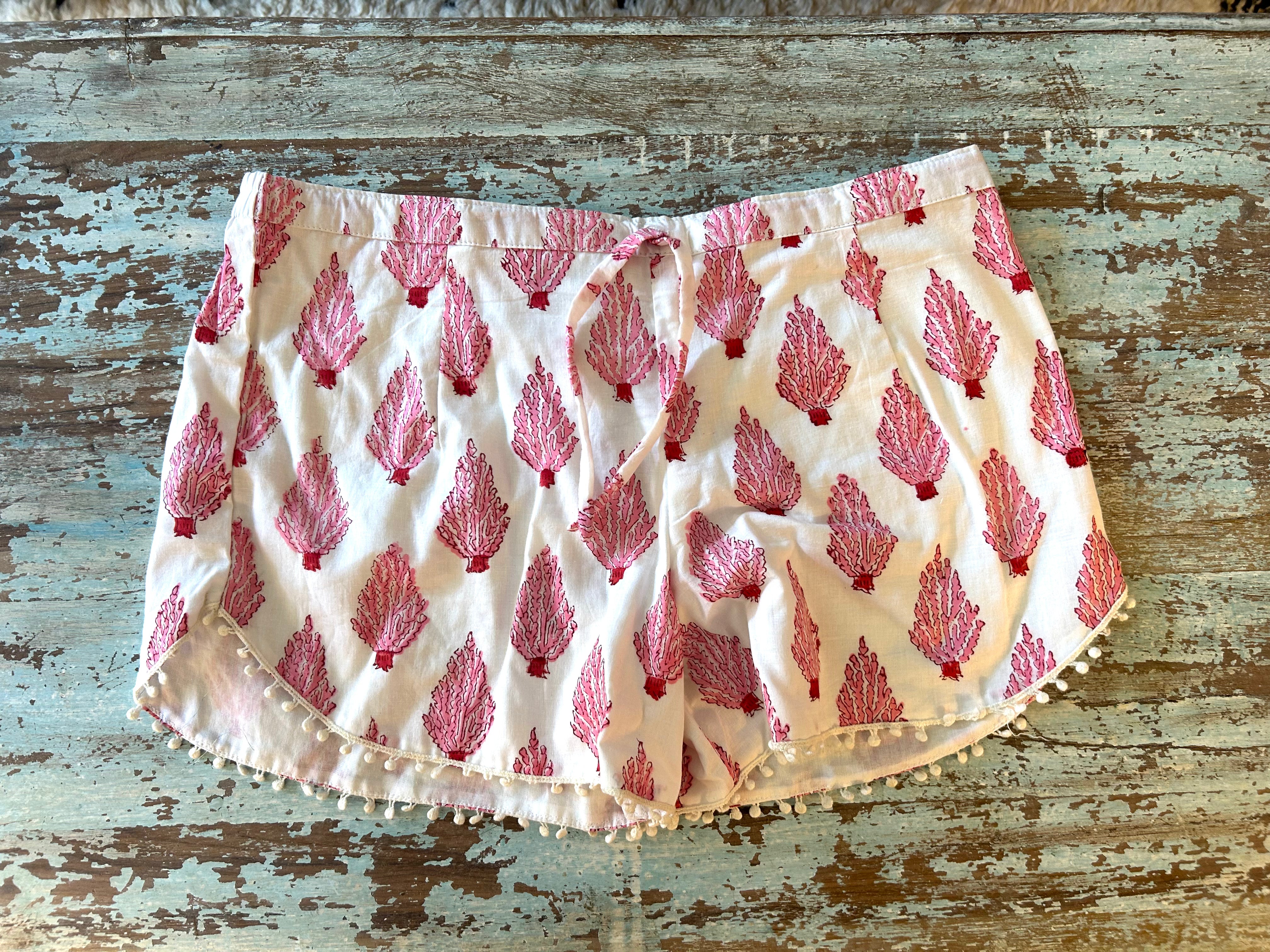 Coastie Shorts - pink and white (L)