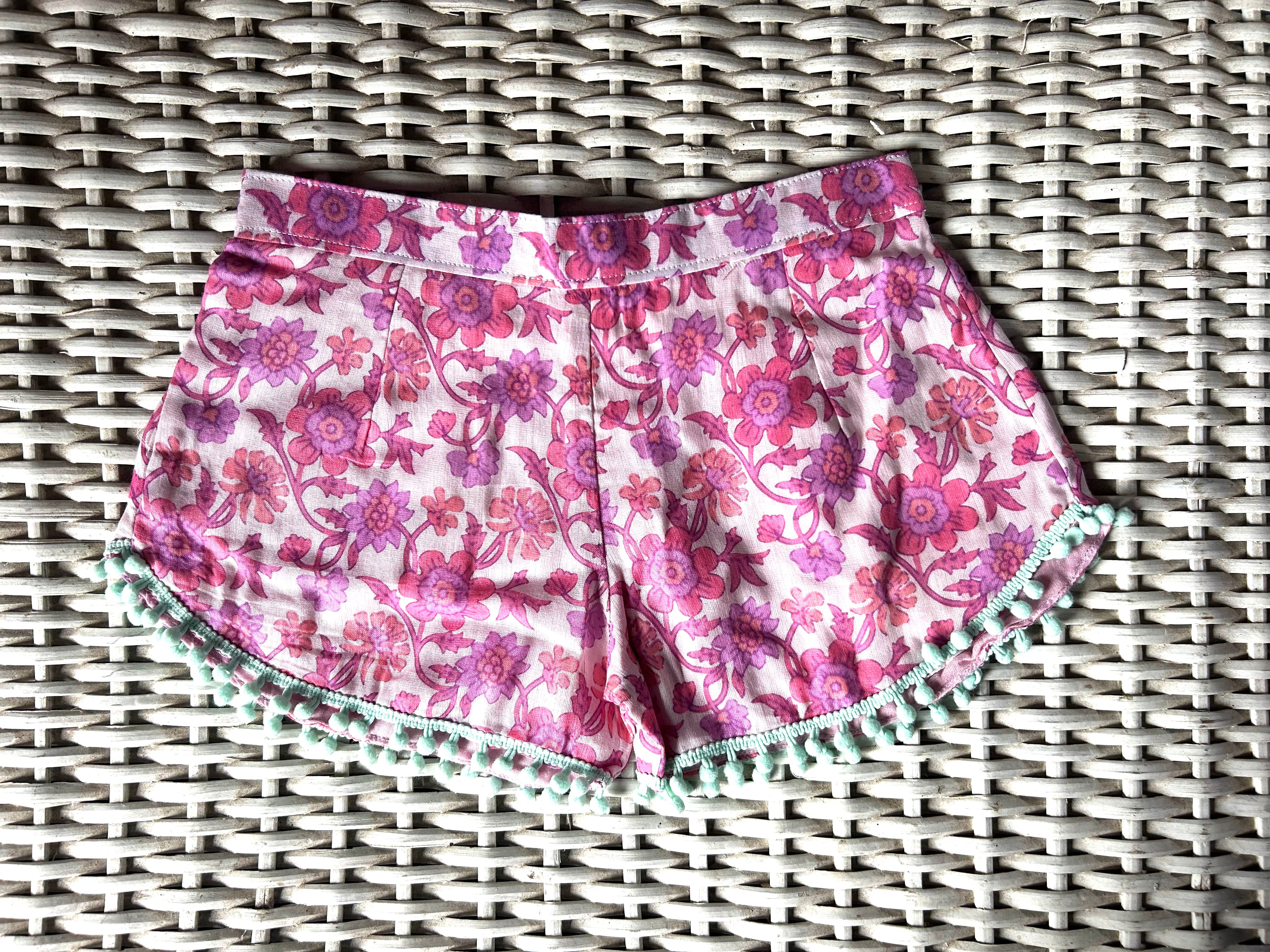 Coastie Shorts - pink and purple flowers (2-3yrs)