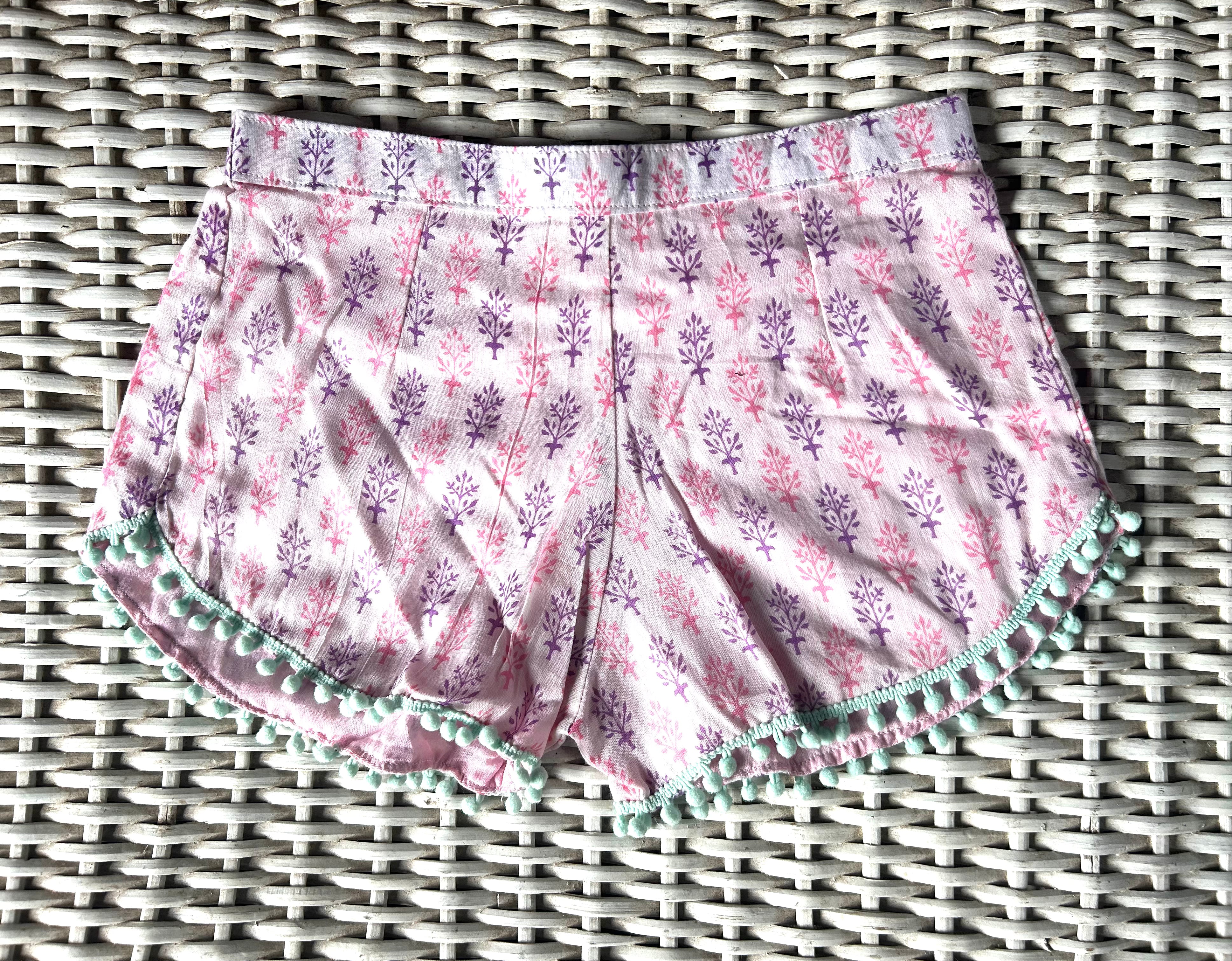 Coastie Shorts - pink and purple ferns (6-7yrs)