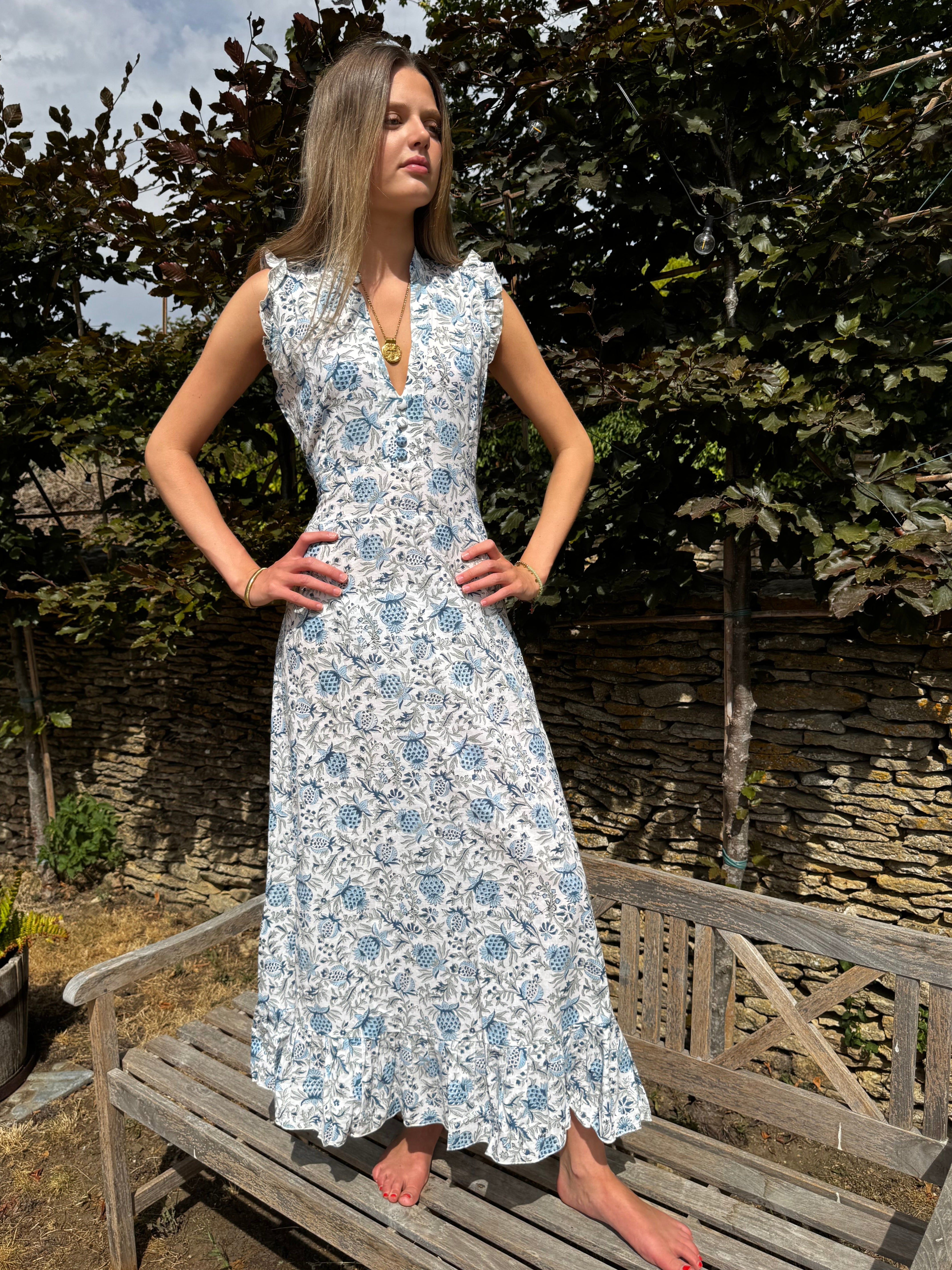NEW! Sleeveless Maxi Dress - blue grey