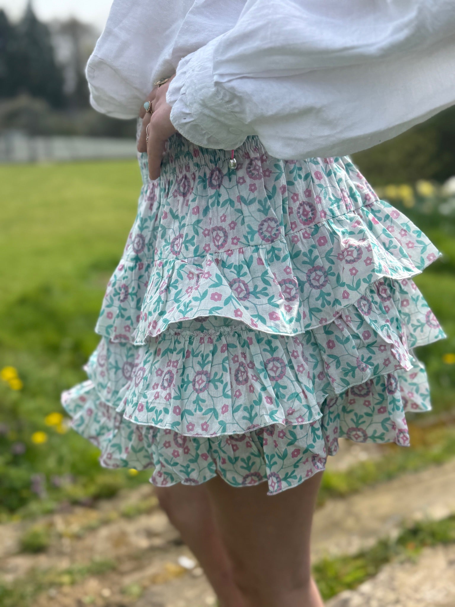 Rara Skort - green and pink mandala