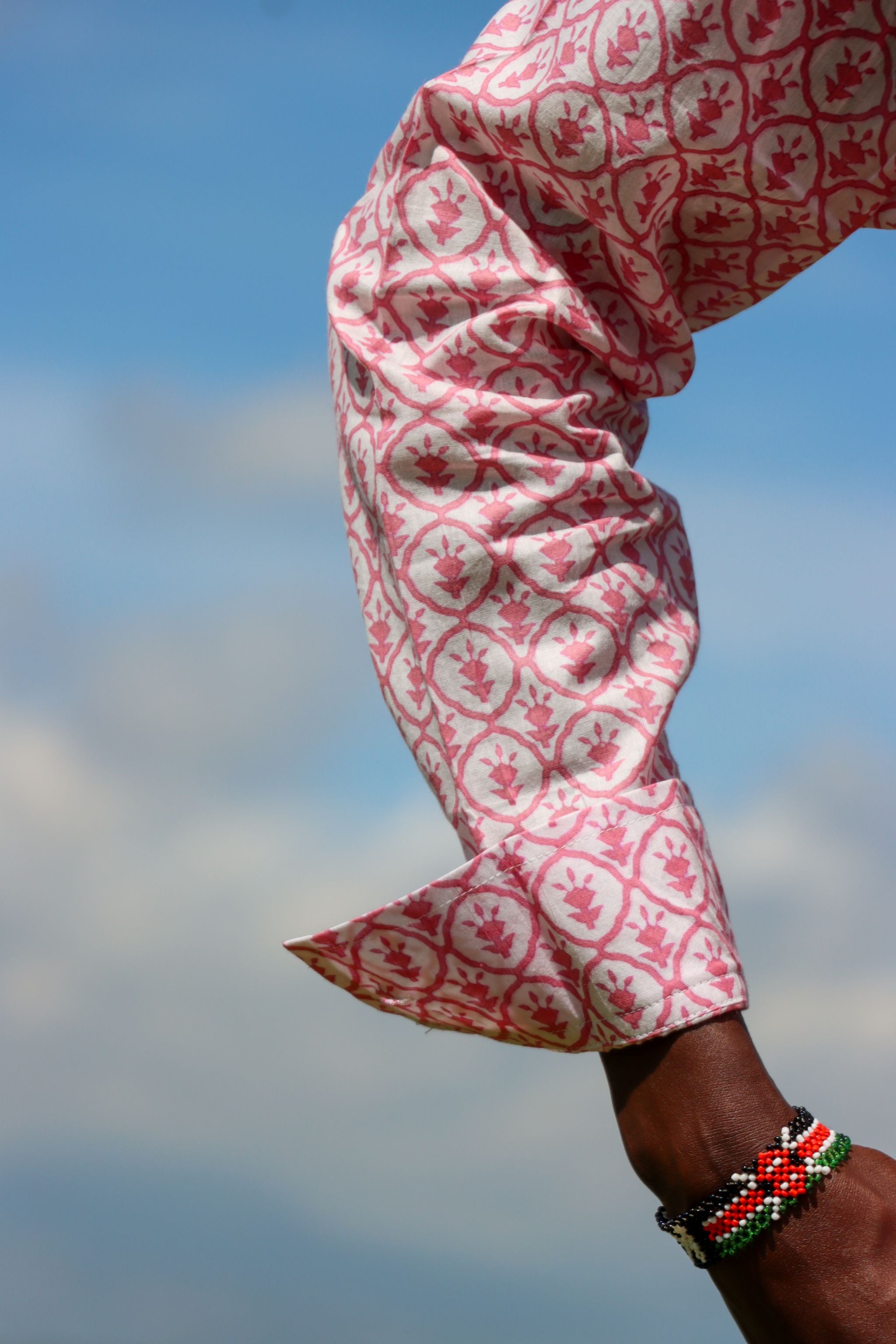 Classic Summer Shirt - pink block print