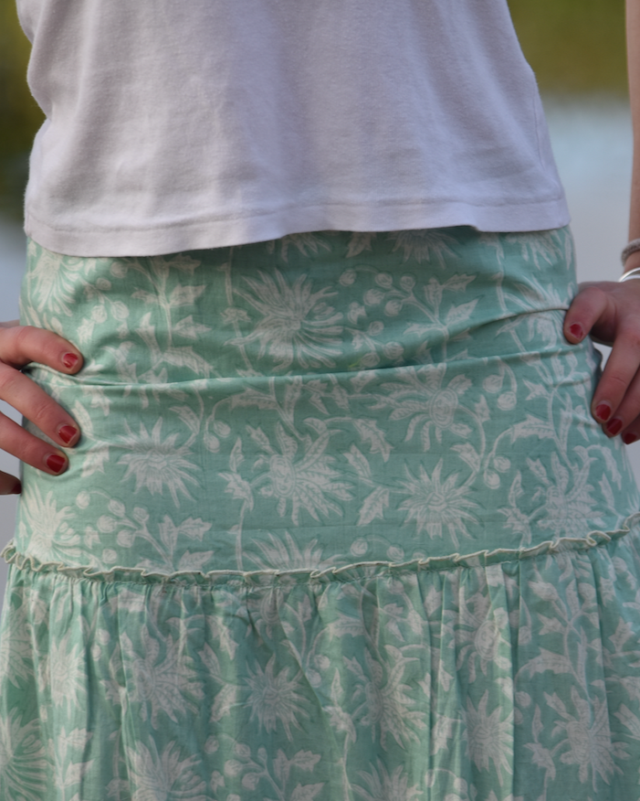 LONG TIERED RARA SKIRT - green