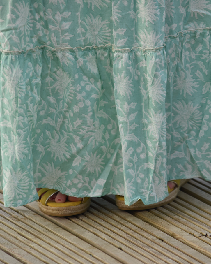 LONG TIERED RARA SKIRT - green